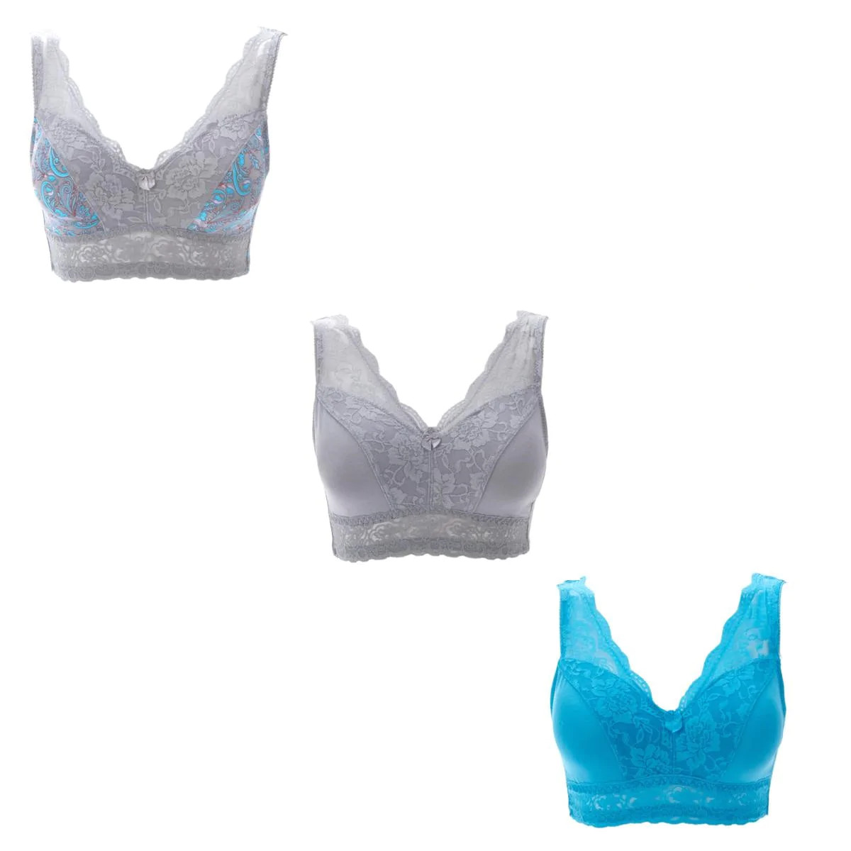 Rhonda Shear 3 Pack Pin-Up Lace Bra Set 453710-567051-J