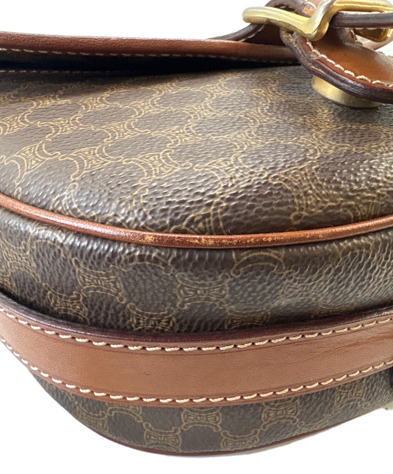 CELINE Macadam Shoulder Bag Brown Women Pre-owned Japan F/S USED