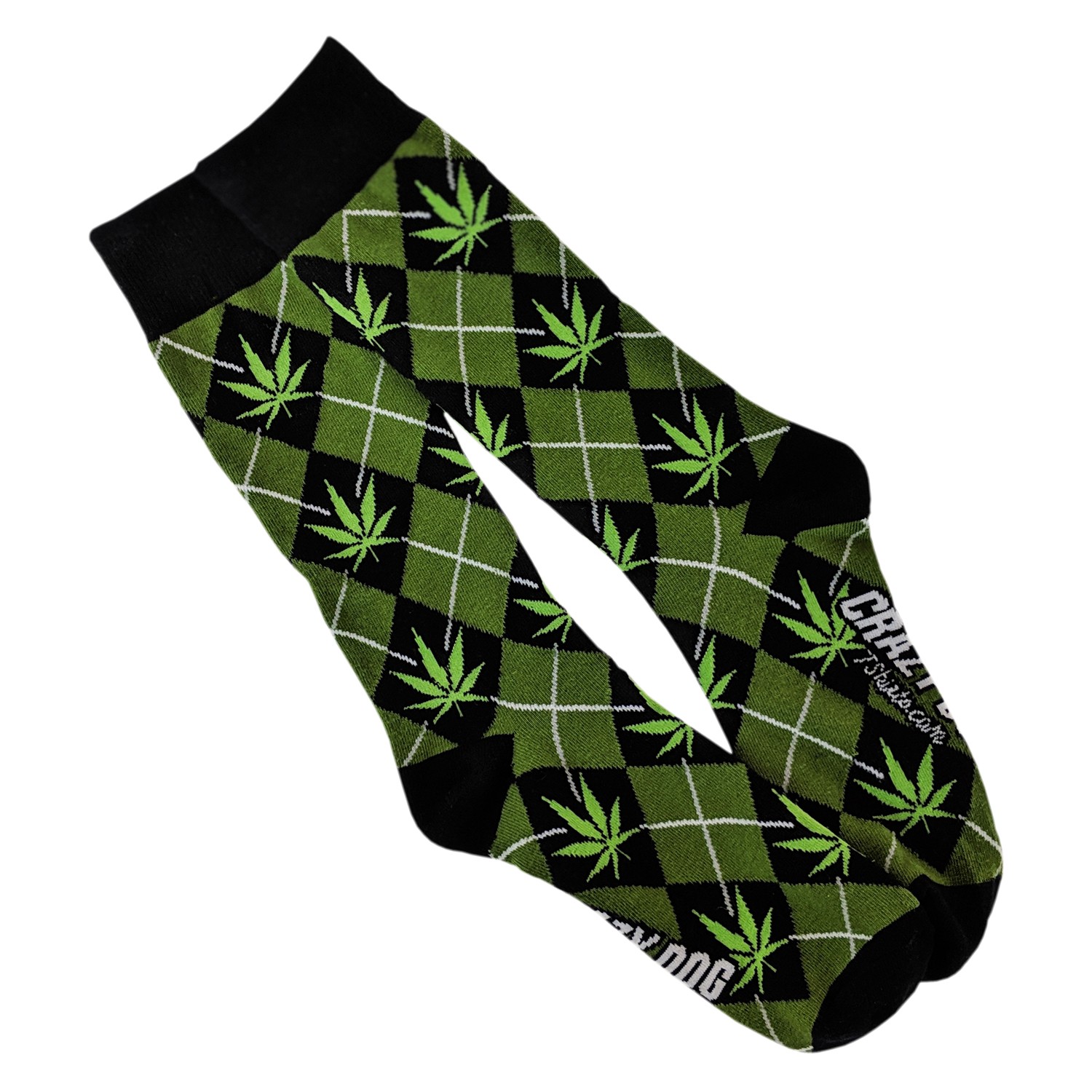 Mens Marijuana Pot Leaf Argyle Funny Sarcastic Adult Humor Graphic Novelty Socks
