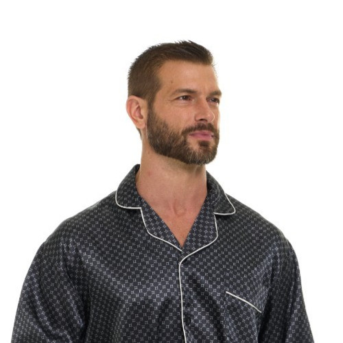 Mens Silk Satin Pajamas -PJ Set +CHECKER Pattern ”5 DAY DELIVERY – USA Seller”