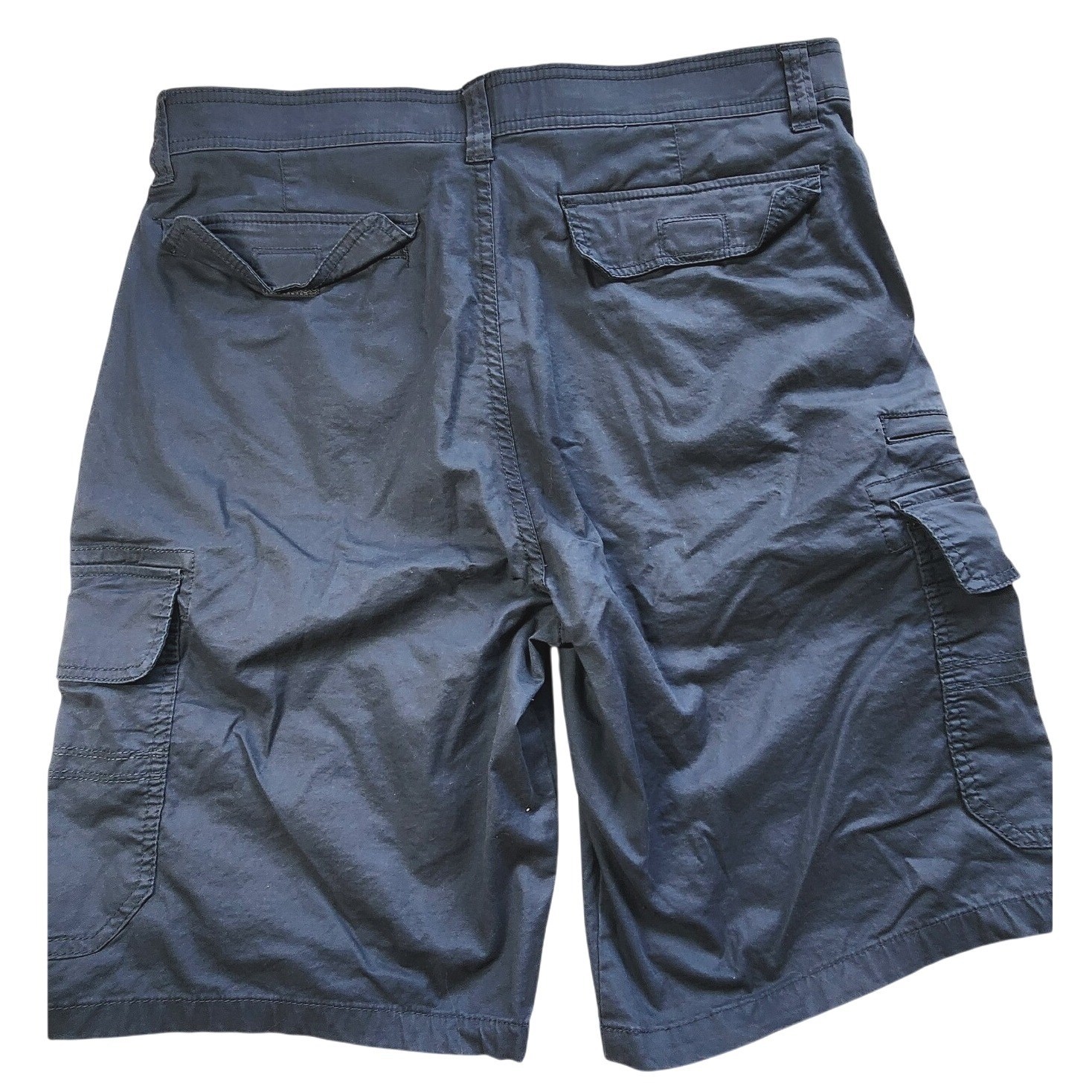 Iron Co Cargo Shorts 34 Blue Utility Military Cotton Stretch Y2K Pocket Shorts