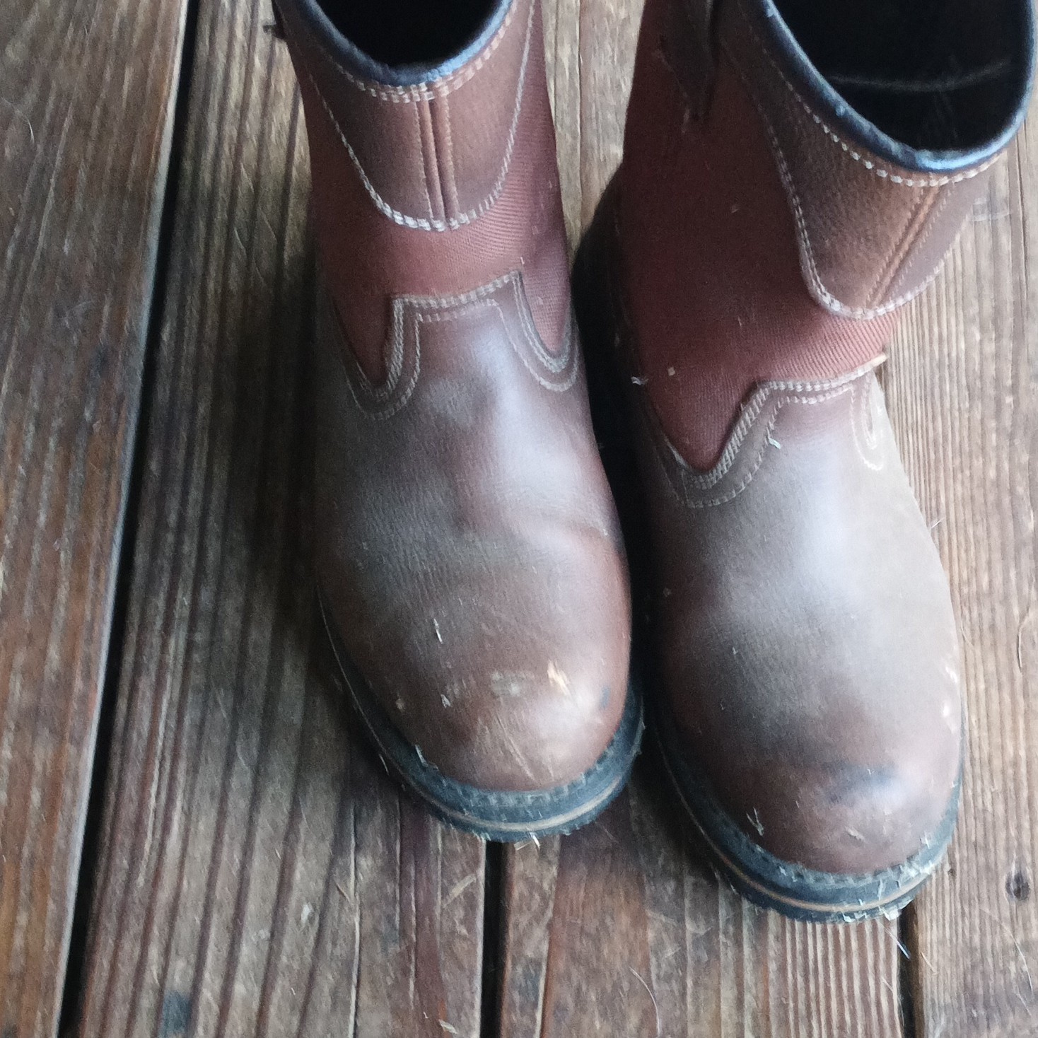 Walkstar Brown Bullhide Leather Bootie Mid-Calf Round Toe US 8 Wide