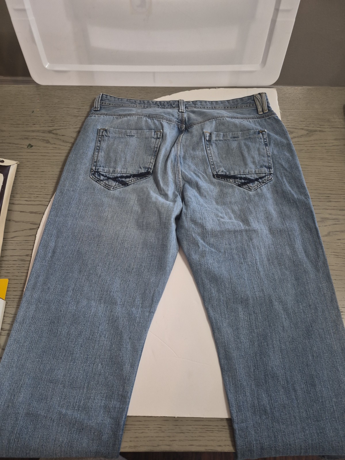 Men’s Nautical Jeans Size 38×32 Relaxed Fit Light Washed