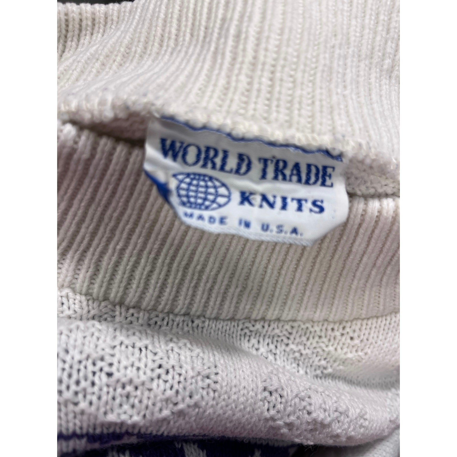 World Trade Knits Women’s Vintage Sweater White purple green S SEE DESCRIPTION