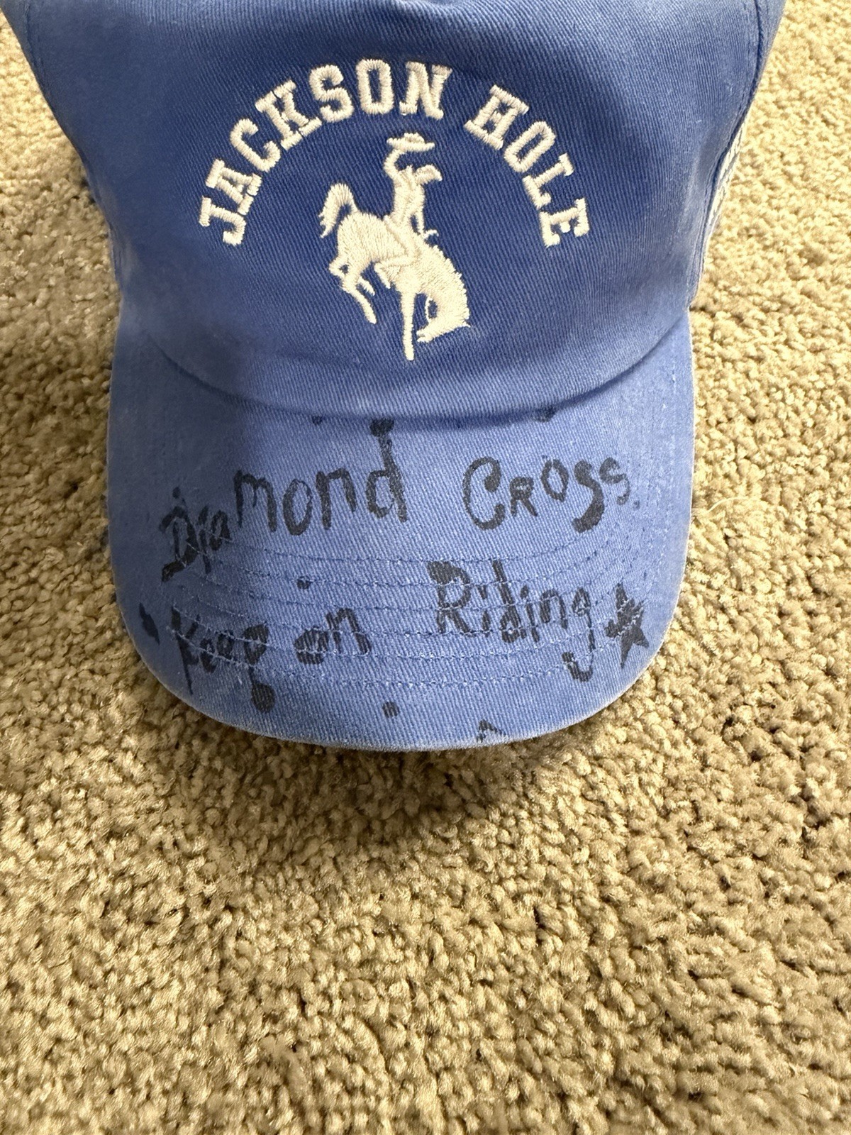 Jackson Hole Diamond Cross Ranch Blue Adjustable hat