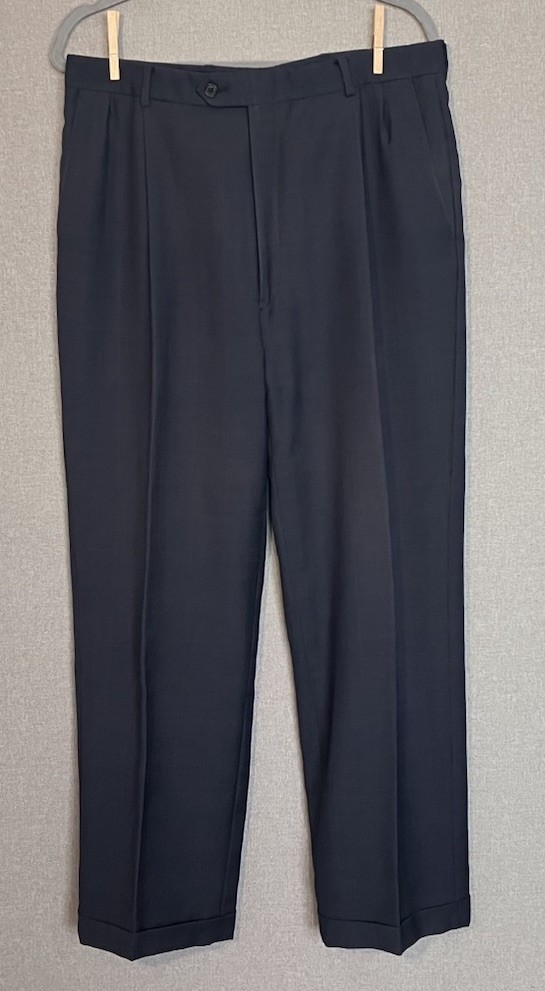 Hart Schaffner Marx Gold Trumpeter Wool Suit 41 Long / 34×30 USA Made Pleated