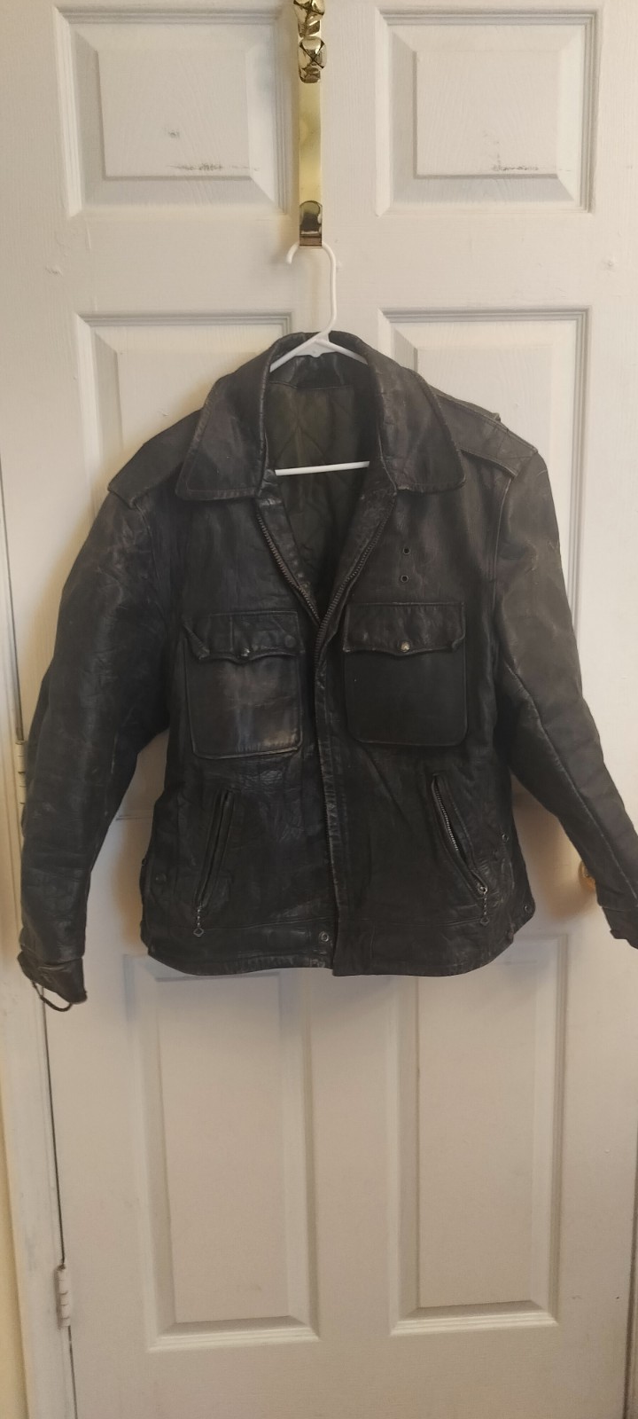 Vtg Leather Cafe Racer Motorcycle Biker Jacket IDEAL Zipper 60s 70s – Large