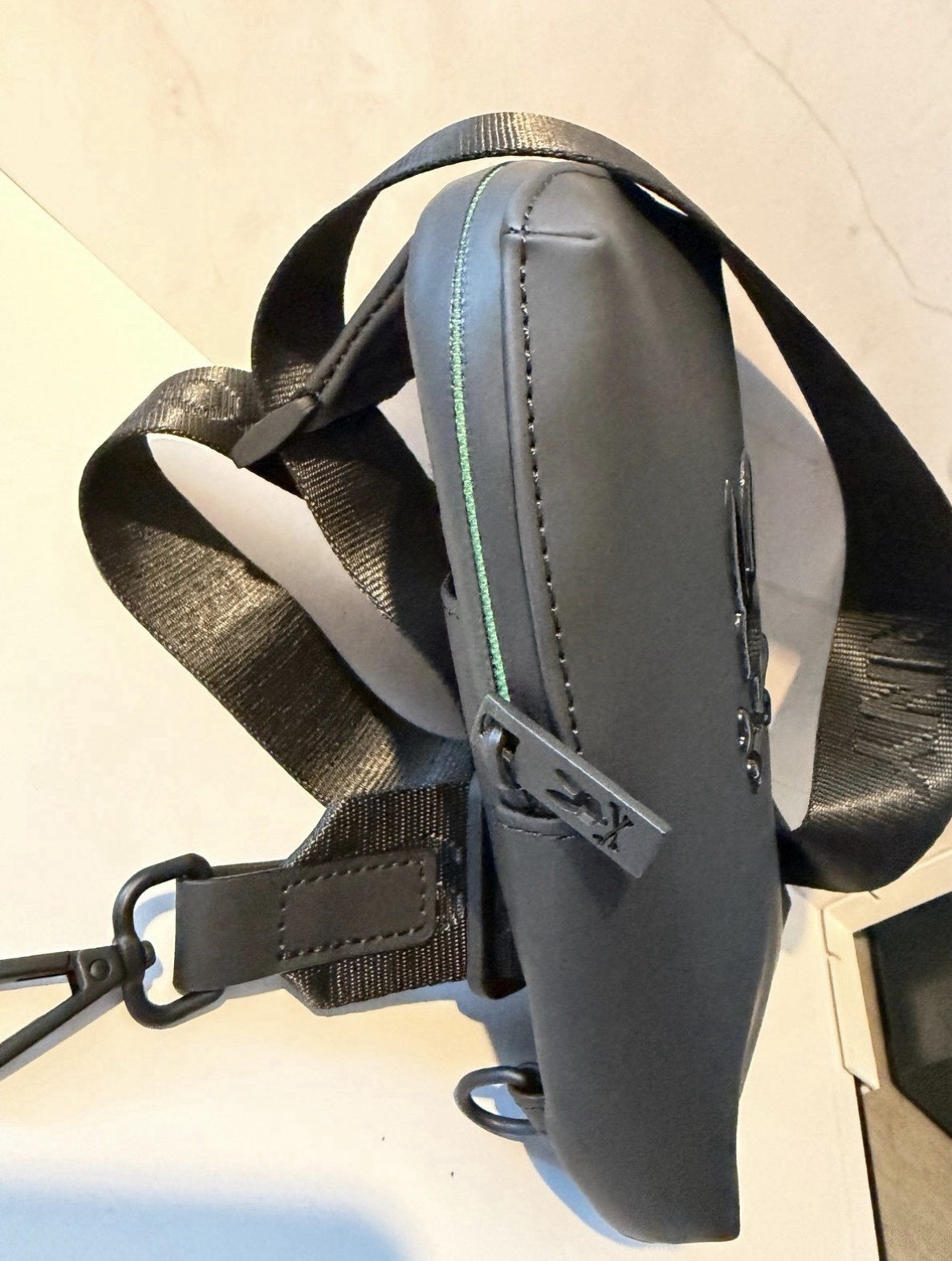 Psycho Bunny – Unisex Rubberized Crossbody BLACK