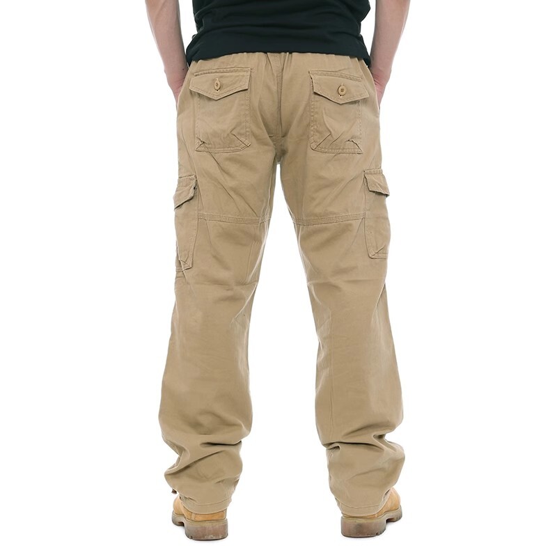 New Mens Cargo Combat Work Trousers Pockets Cotton Loose Machine Washable Pants
