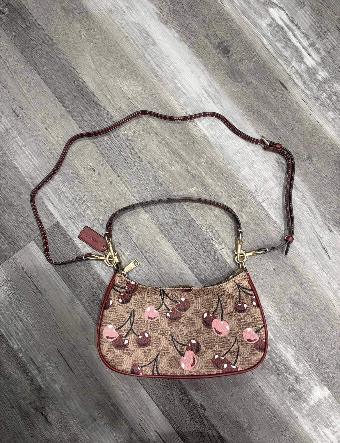 Coach Signature Cherry Print Small Shoulder/Crossbody Bag w/ Strap