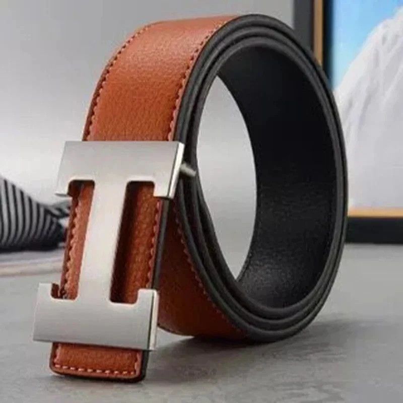 Width 3.8cm Famous Brand Belt Men Top Quality Genuine Luxury Leather Belts