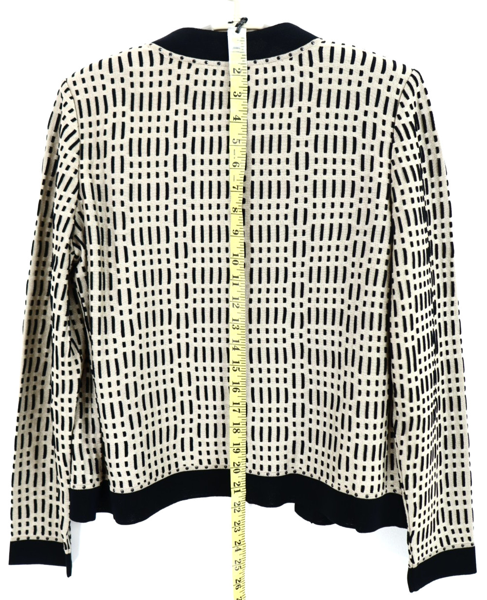 MING WANG Women’s Acrylic Twinset Cardigan Vest Long Sleeve Geometric Size S