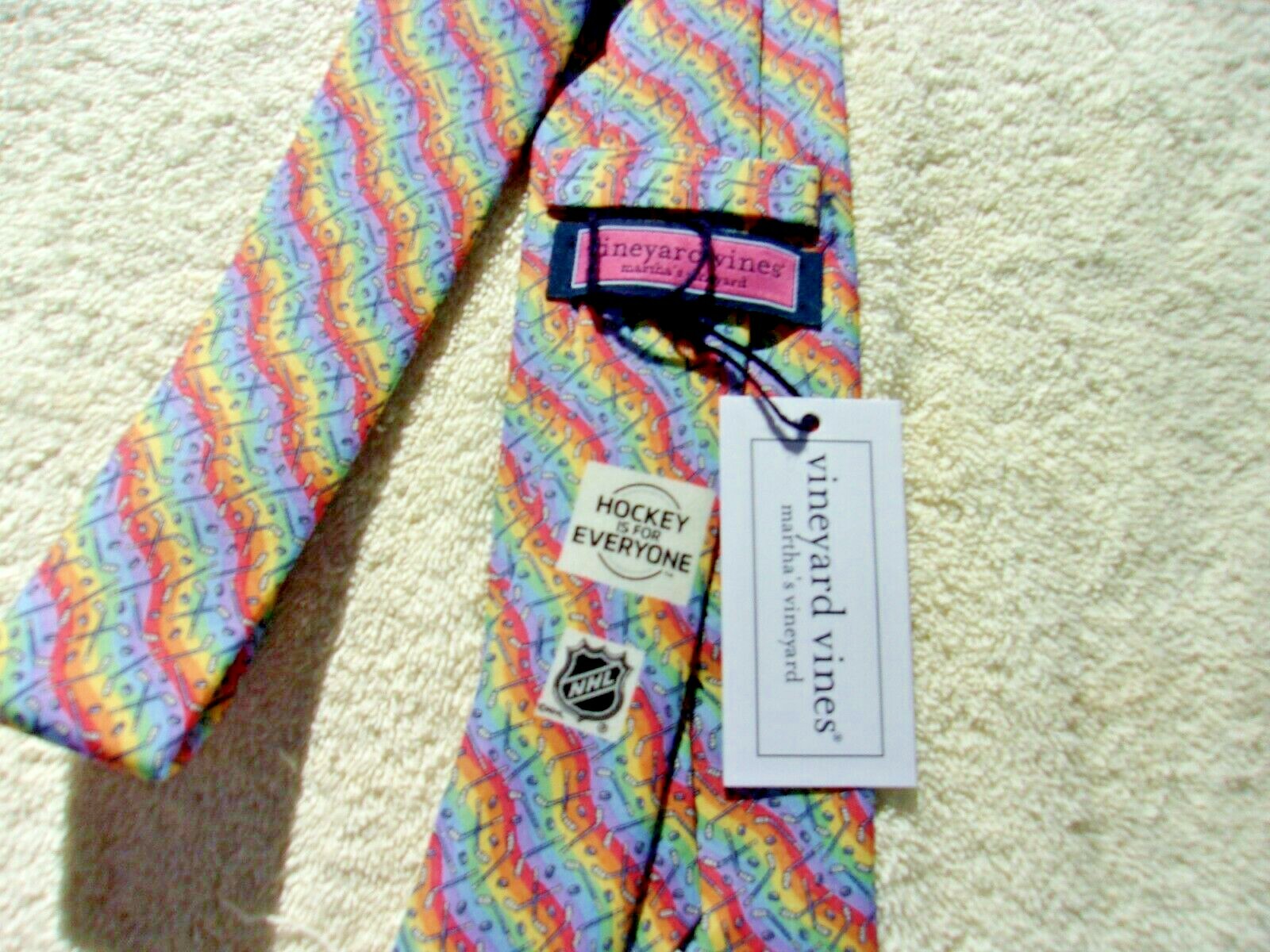 NWT Vineyard Vines men’s silk tie, NHL, Hockey, multi color, 57 in. length