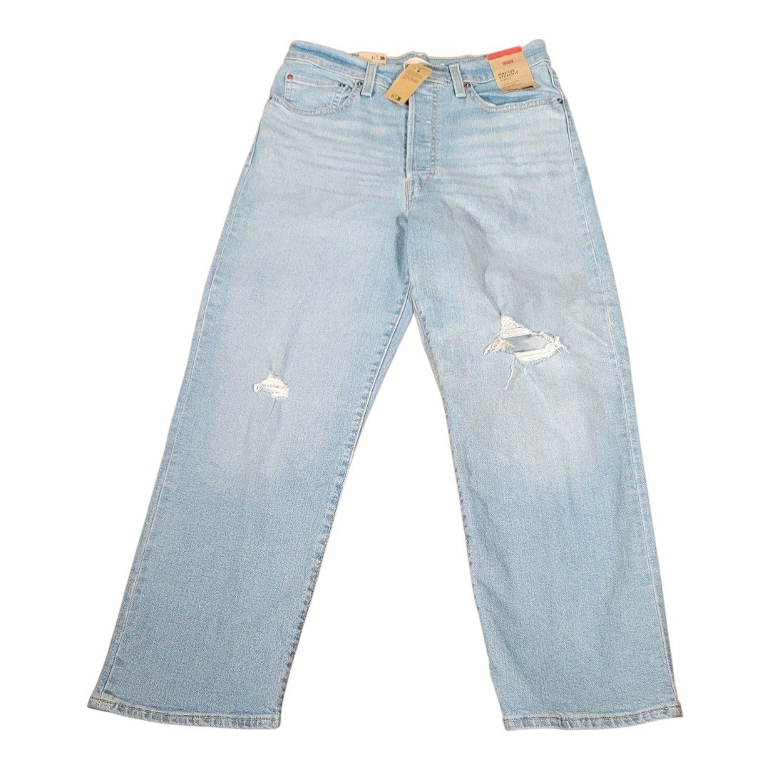 Levi’s Ribcage High Rise Straight Ankle Jeans 30×27 NWT Button Fly Light Wash