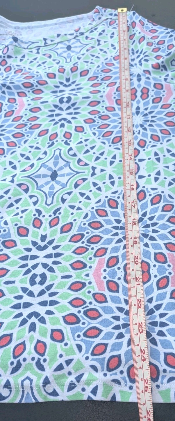 Talbots Woman 3X Stretch Weekend Tee Shirt Multicolor Mosaic Kaleidoscope Print