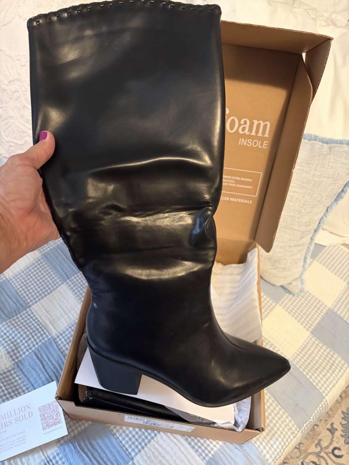 Women’s Leather Black Tall Boots – Journey Collection Pointed Toe – Size 10W