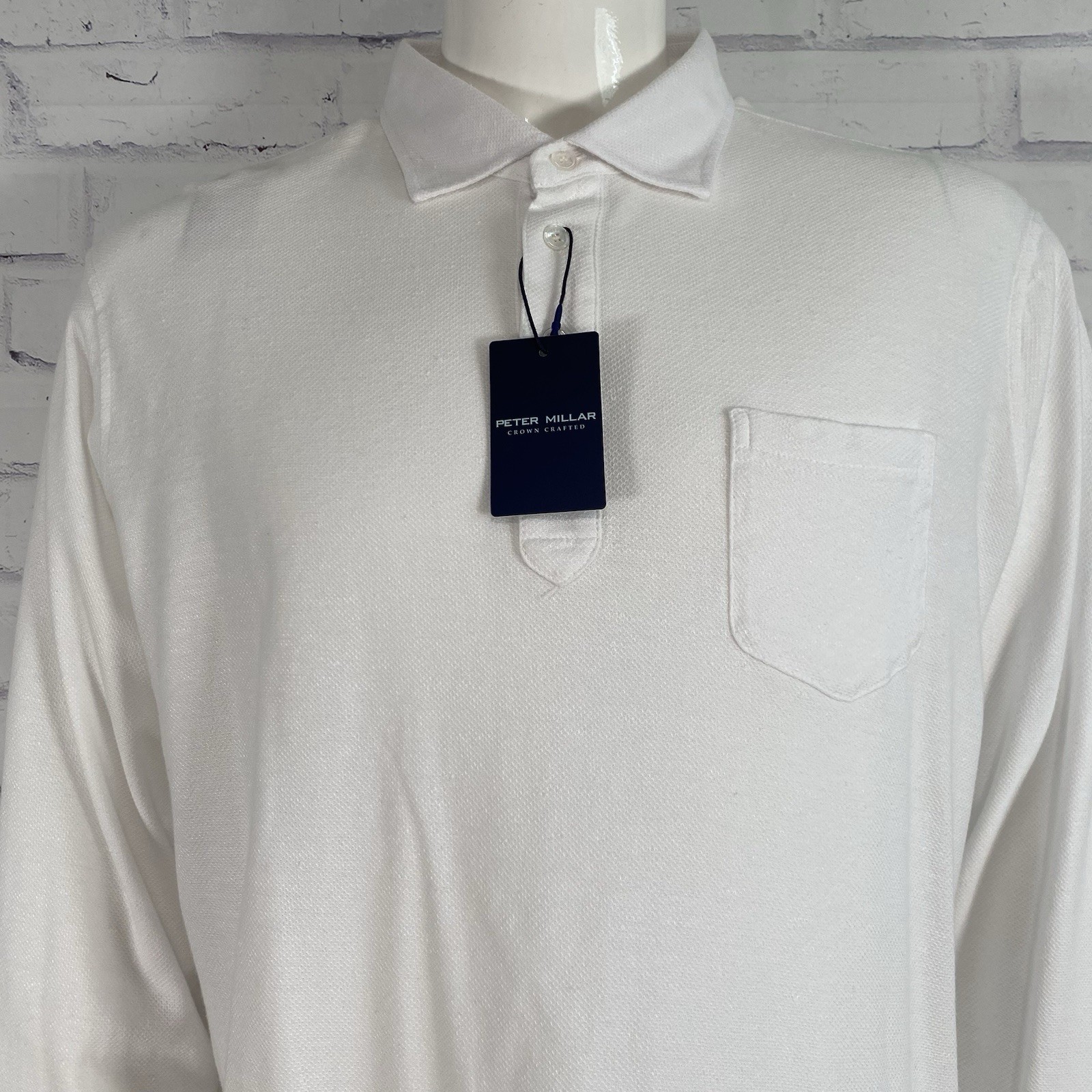 Peter Millar Shirt Men’s XL Polo Long Sleeve Crown Crafted Linen Blend Golf NWT
