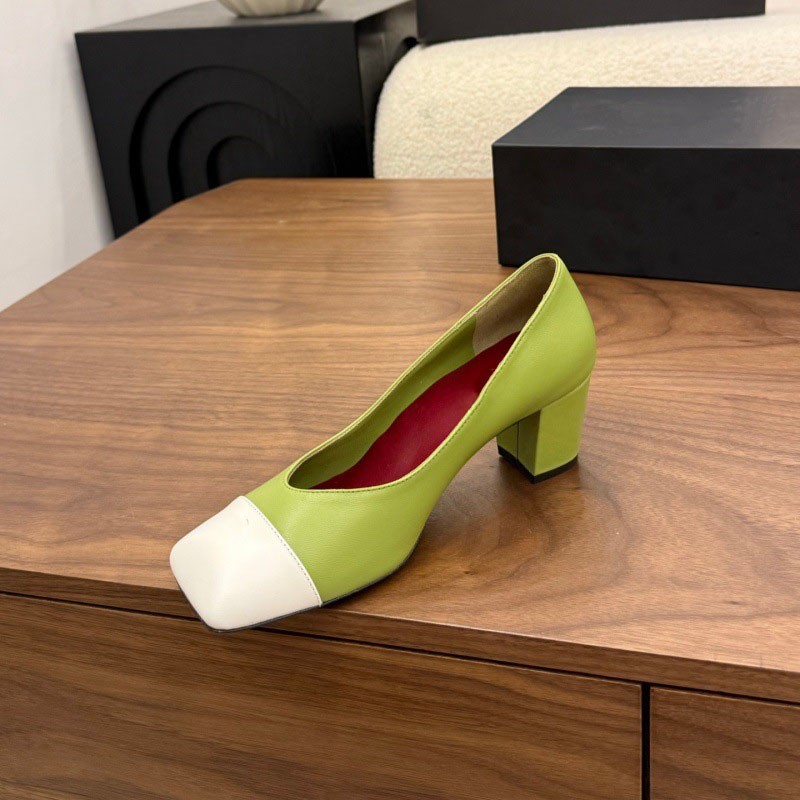 2cm/6cm/8.5cm Square toe High-Heeled Shoes Baotou Thick-Heeled boat shoes Women