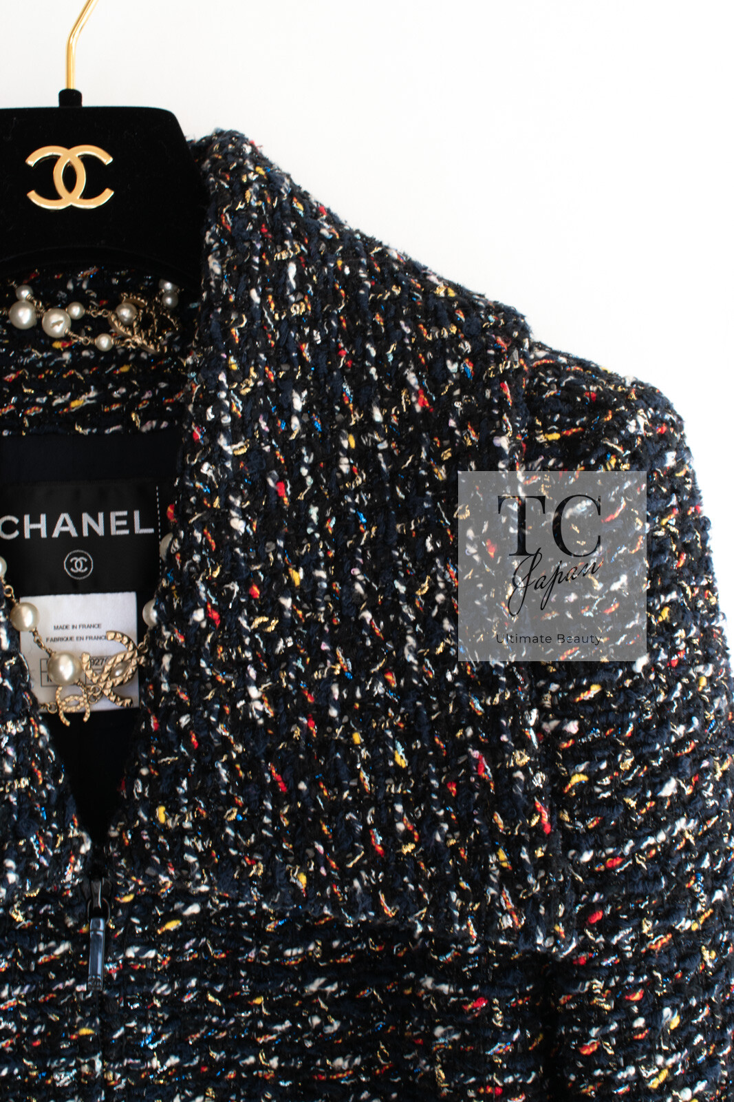 $4.8K CHANEL 15A Black Multicolor Cotton Zipper Fantasy Tweed Jacket 40 US8