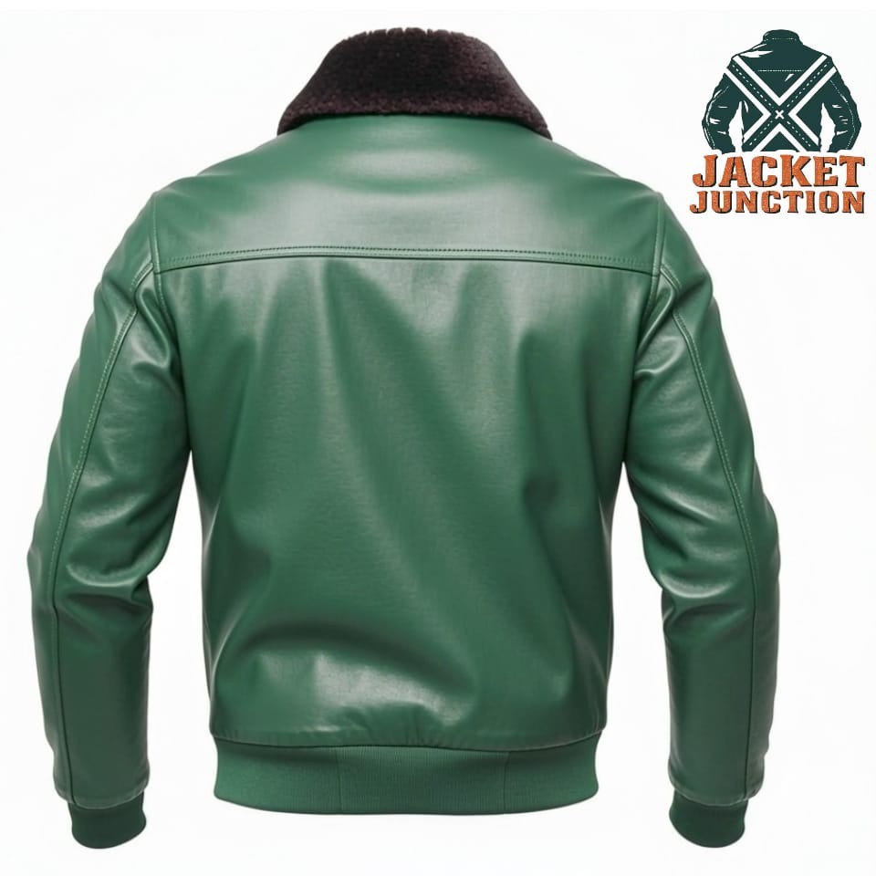 Men’s Lambskin Leather Bomber Jacket Faux Fur Collar Aviator Pilot Coat