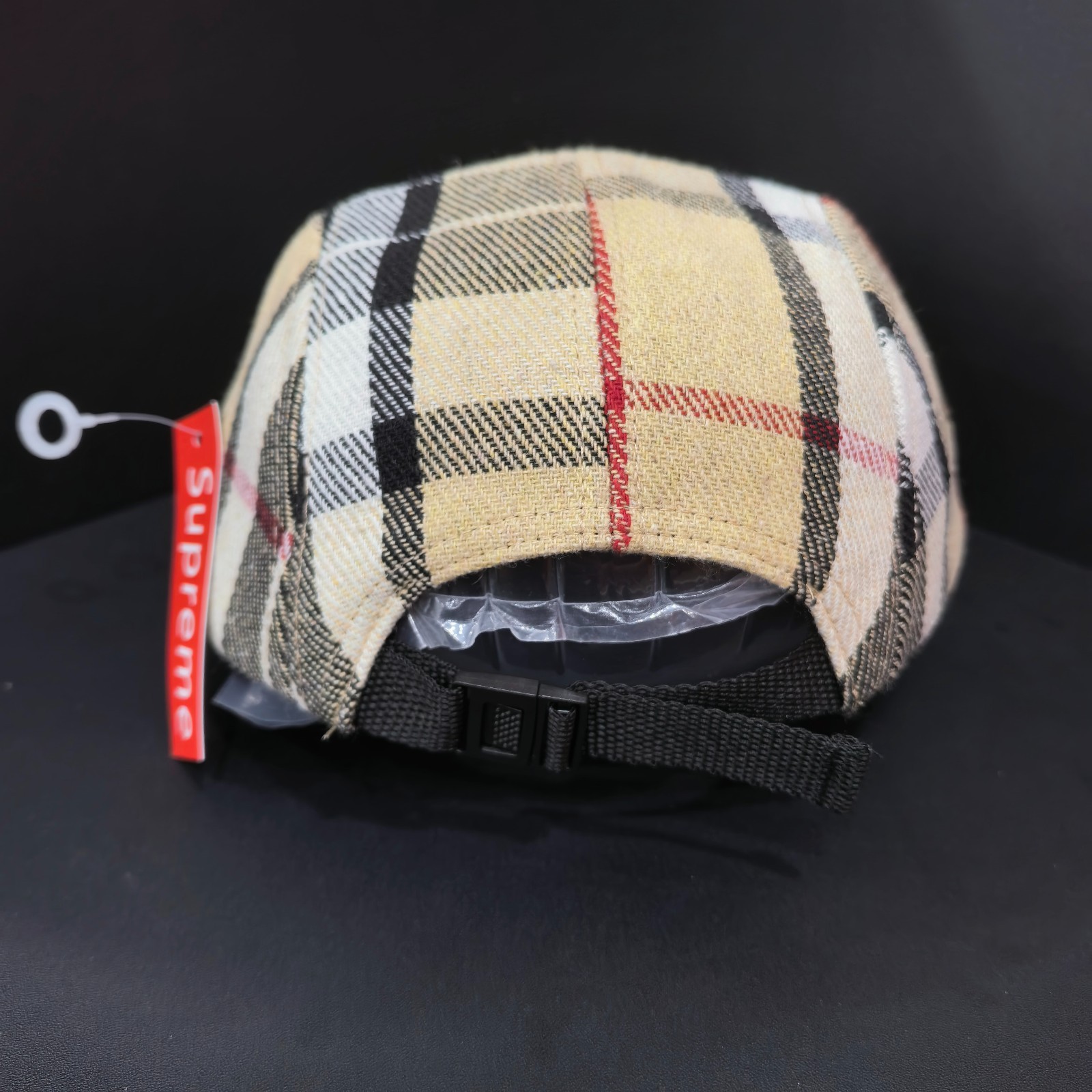 Supreme Beige Checkered Flat-Brim Cap Adjustable