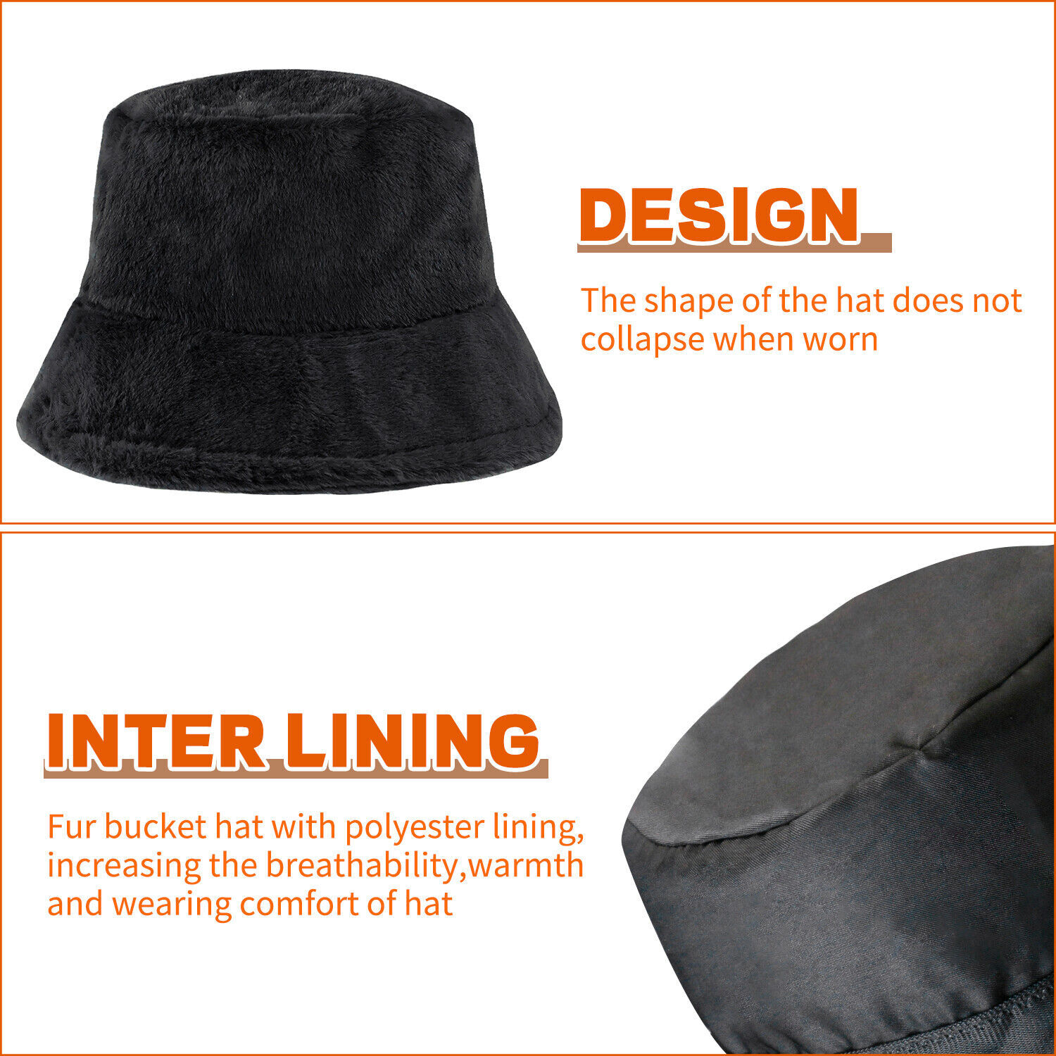 Women Faux Fur Bucket Hat Warm Fluffy Plush Bucket Hat Fisherman Cap Winter USA