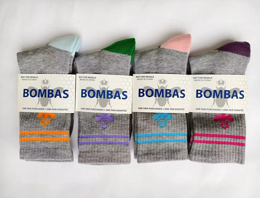 4 Pairs BOMBAS Women’s Cushion Calf Socks Honeycomb Gray Size Medium 4 Colors