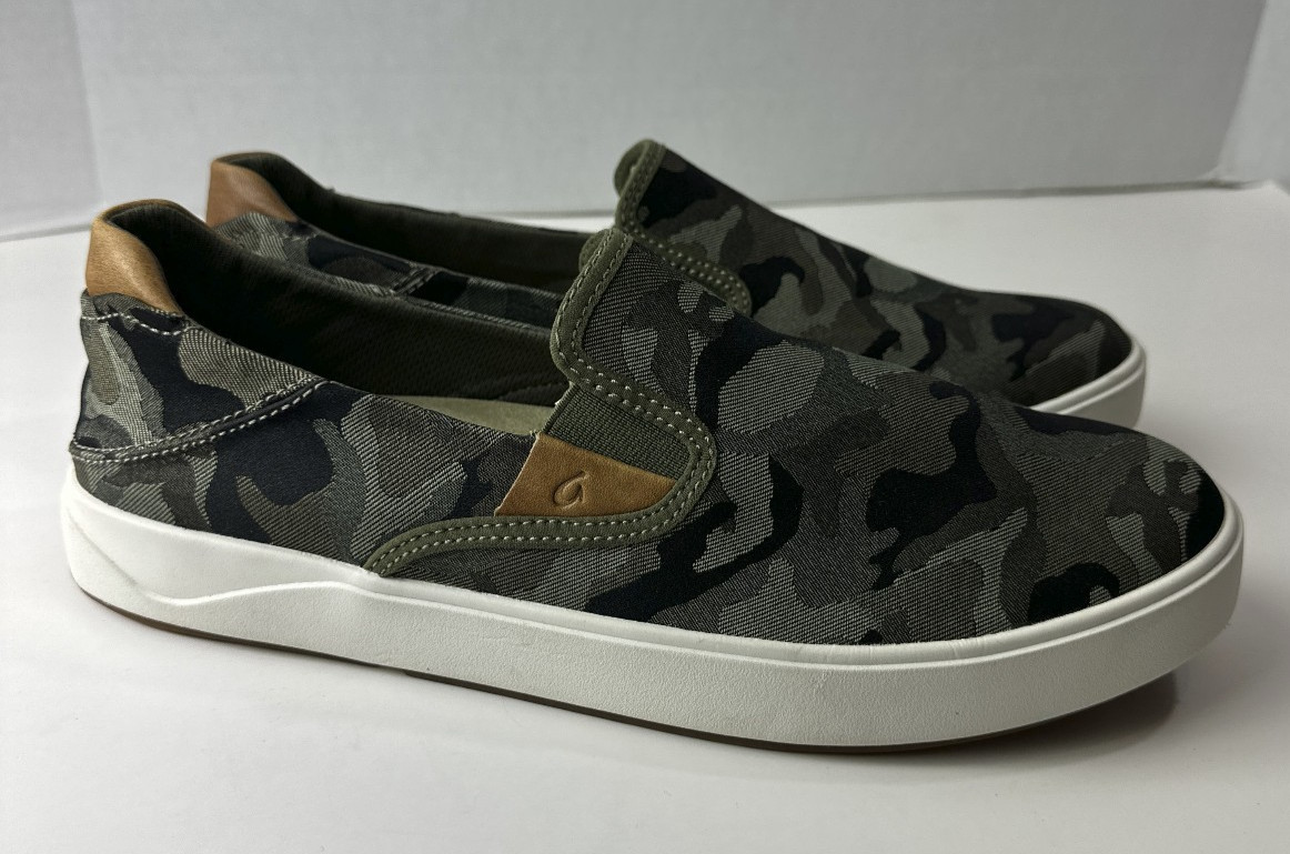 OLUKAI Lae’ahi Pa’i Camo Green Slip On Casual 10444-6ZKE Men’s Shoes Size 11
