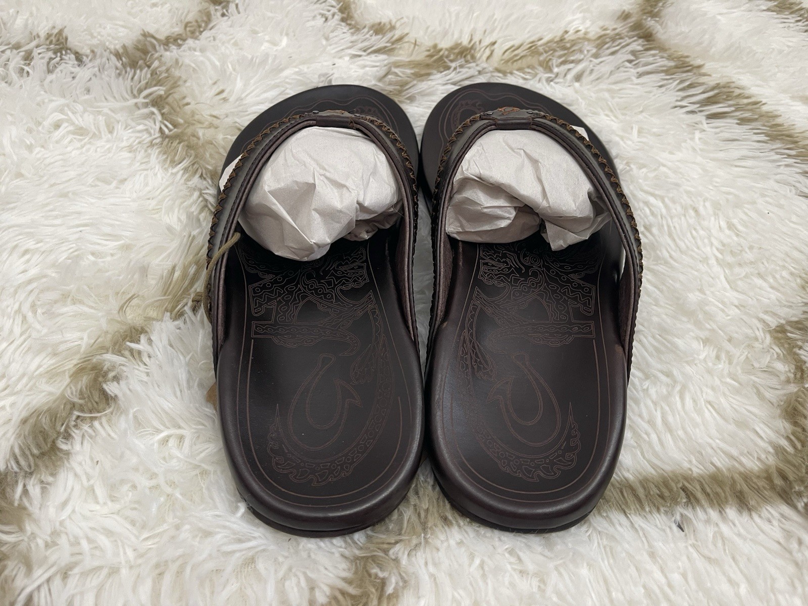 🧡*NIB* OluKai Men’s Size 10 Mea Ola Leather Beach Outdoor Sandals -Dark Java 🧡