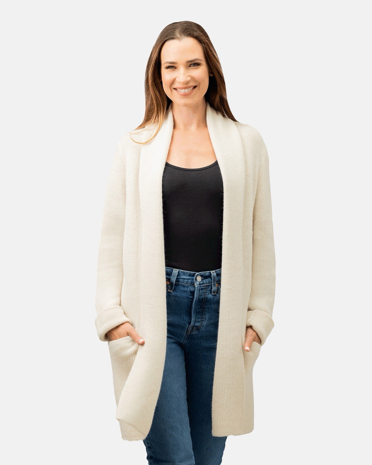 Simply Natural Jena Alpaca blend Long Cardigan- One Size-Warm-Made to Last