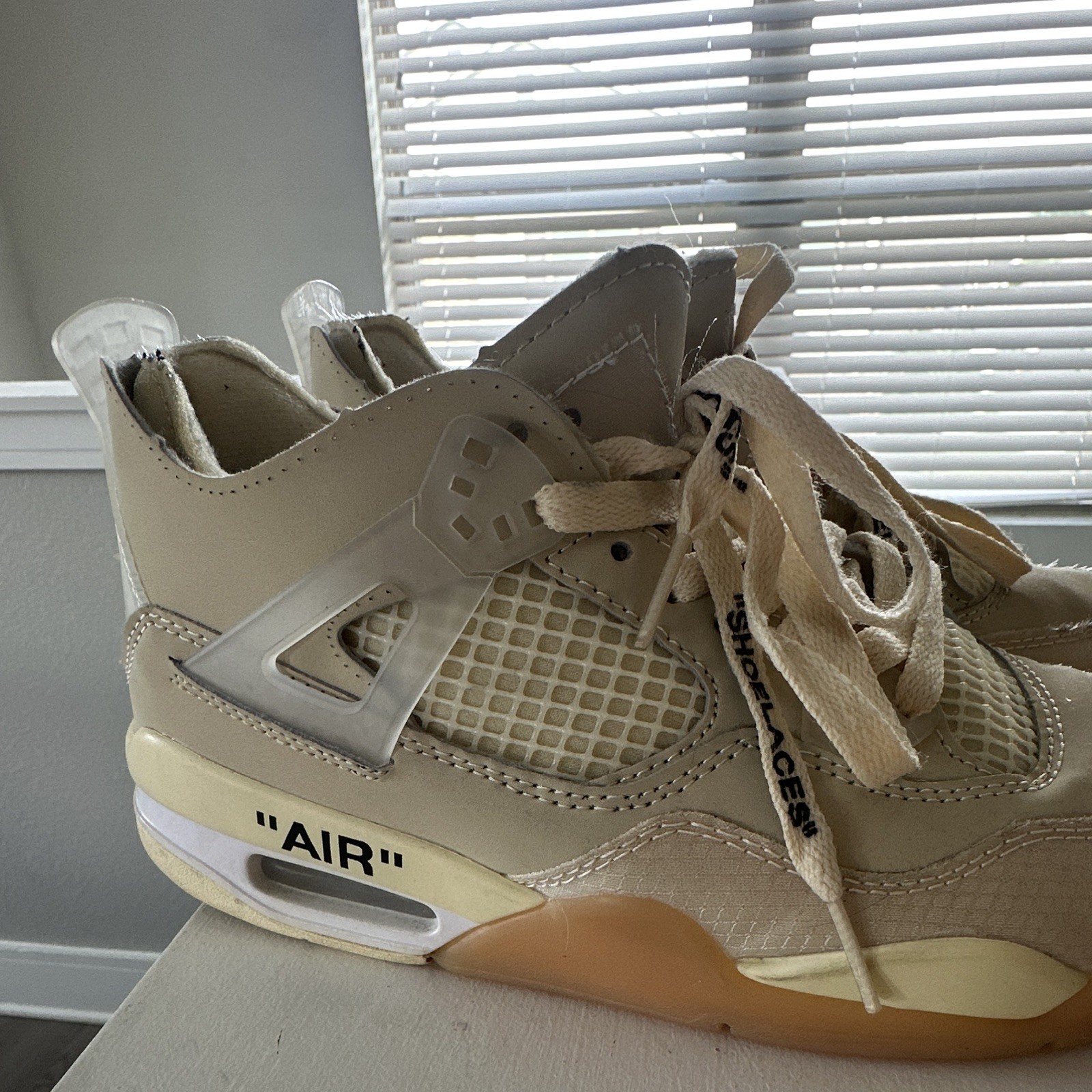 Nike Air Jordan 4 Men’s Beige Mid Top Lace Up Athletic Sneaker