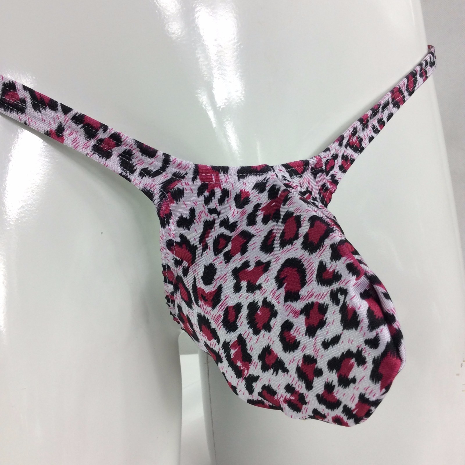 K403 P String Thong Grape Smugglers Contoured Pouch Leopard Printed Swim fabric