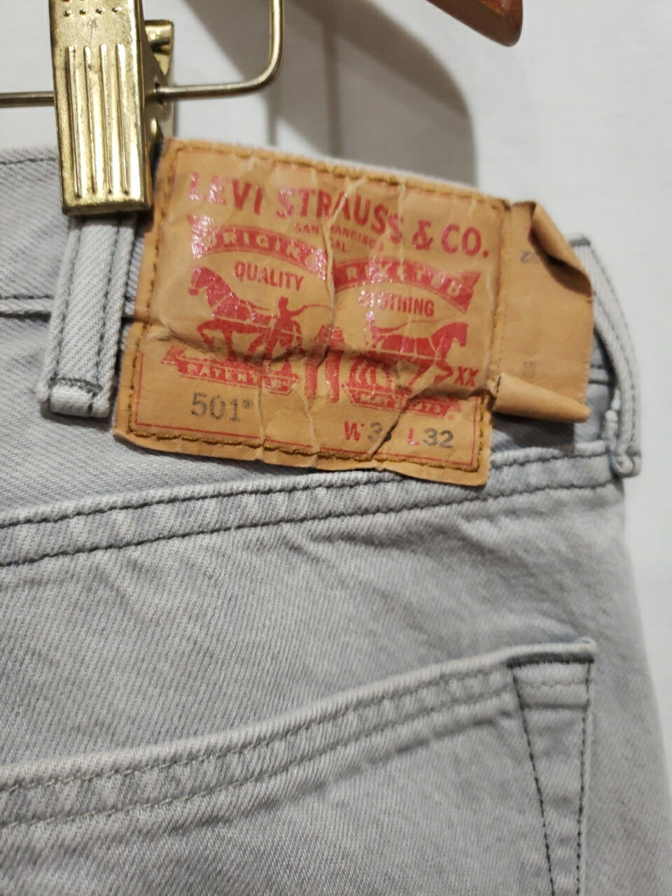 Vintage LEVI JEANS 501 Original Shrink-to-Fit Straight Button Fly Gray 90s