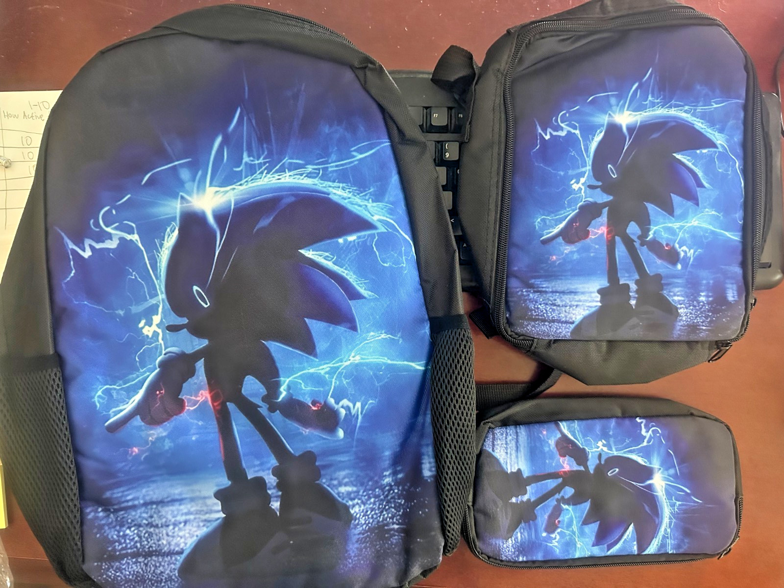 Sonic the Hedgehog Backpack Lunch Bag Pencil Bag Cartoon Backpack 3pcs Set
