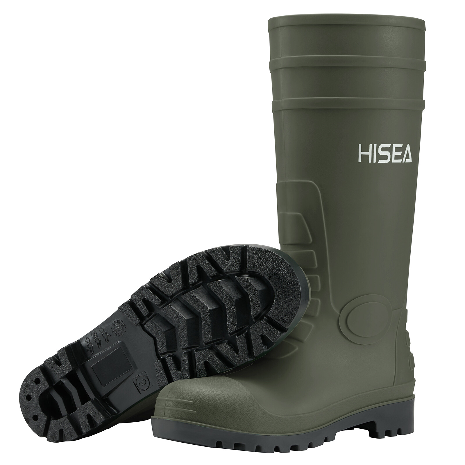 HISEA Men Rain Boots w/Steel Shank Waterproof Corrosion-Resistant Mud Work Boots
