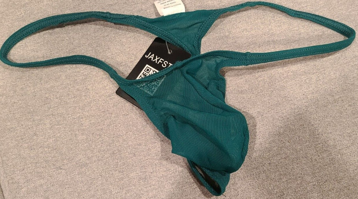 SEXY MENS SEE-THRU K403 GRAPE SMUGGLERS SHEAR MESH THONGS (M-29-33)-GREEN