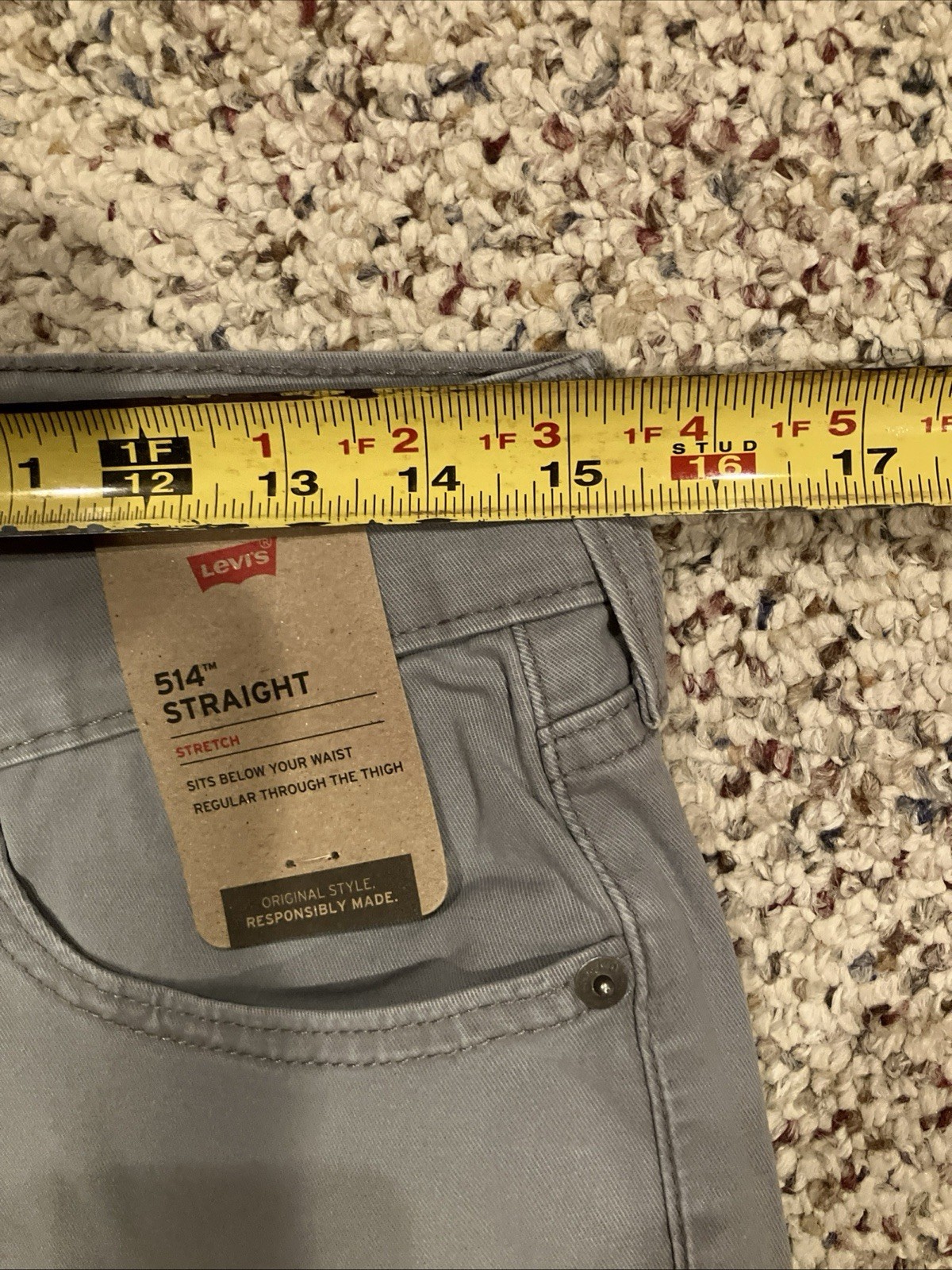 NWT Men’s Levi’s 514 Straight Fit Stretch Sharkskin Gray Pants Size 30”x32”