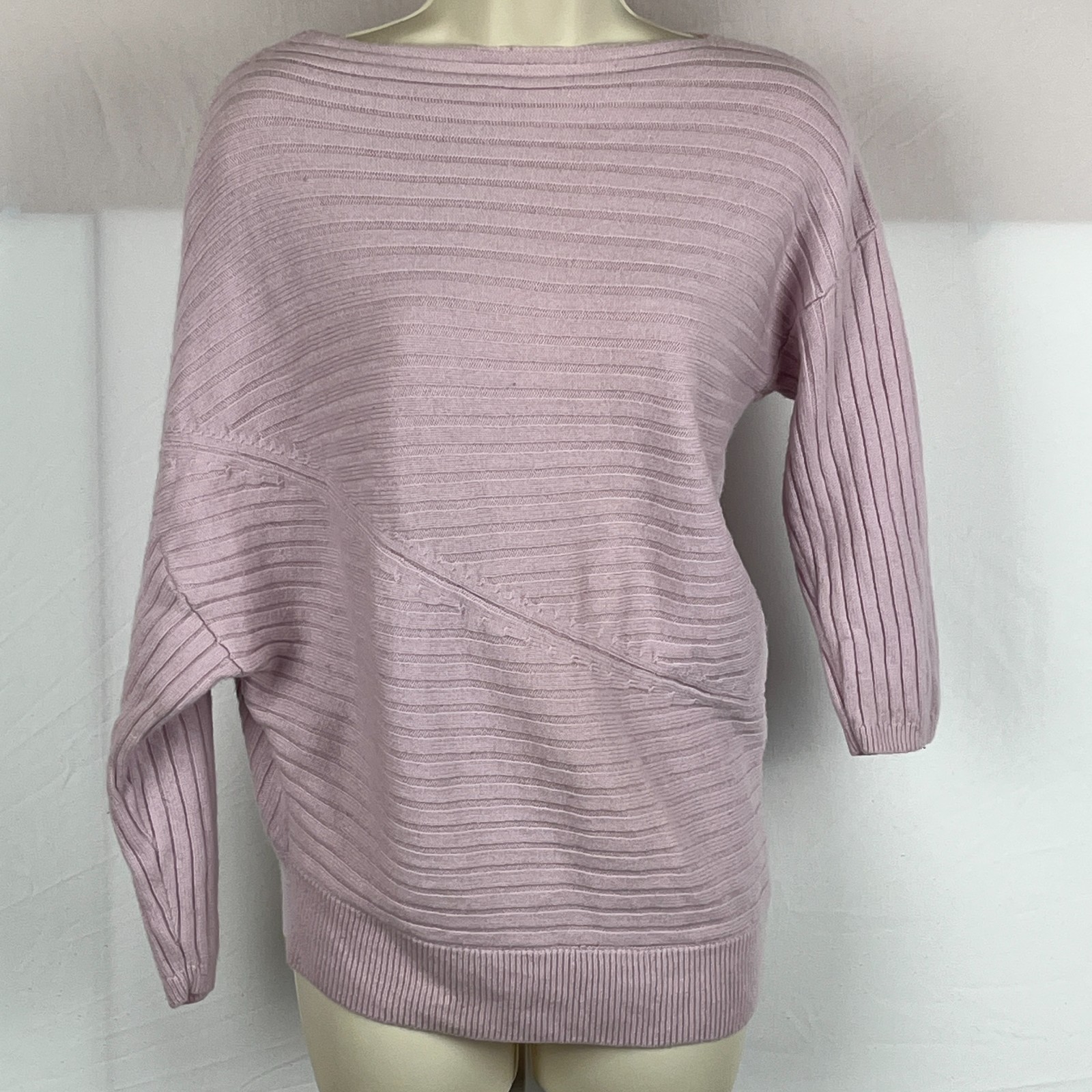 Lewit Cashmere Sweater Womens S Pink Asymmetrical Dolman Batwing Knit