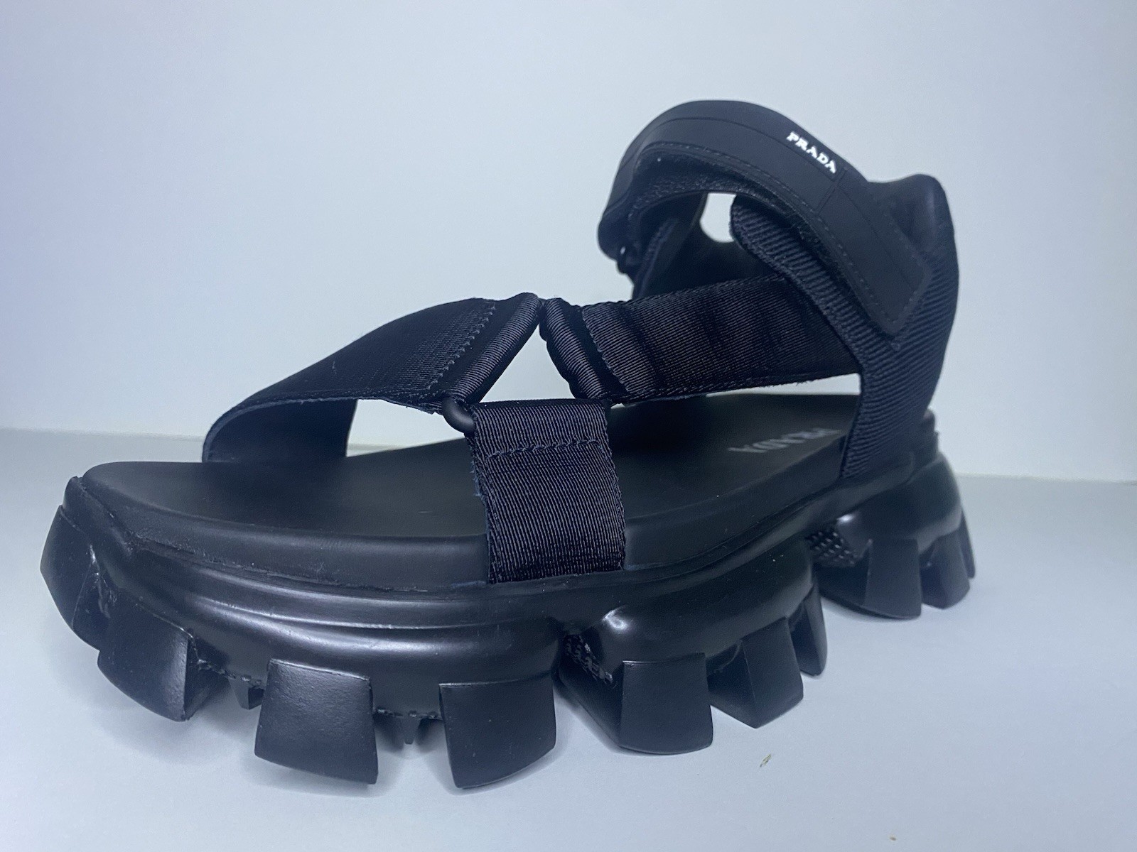 Men’s Size 10 US (9 UK) PRADA Lug-Sole Sport Sandals New In Box Black
