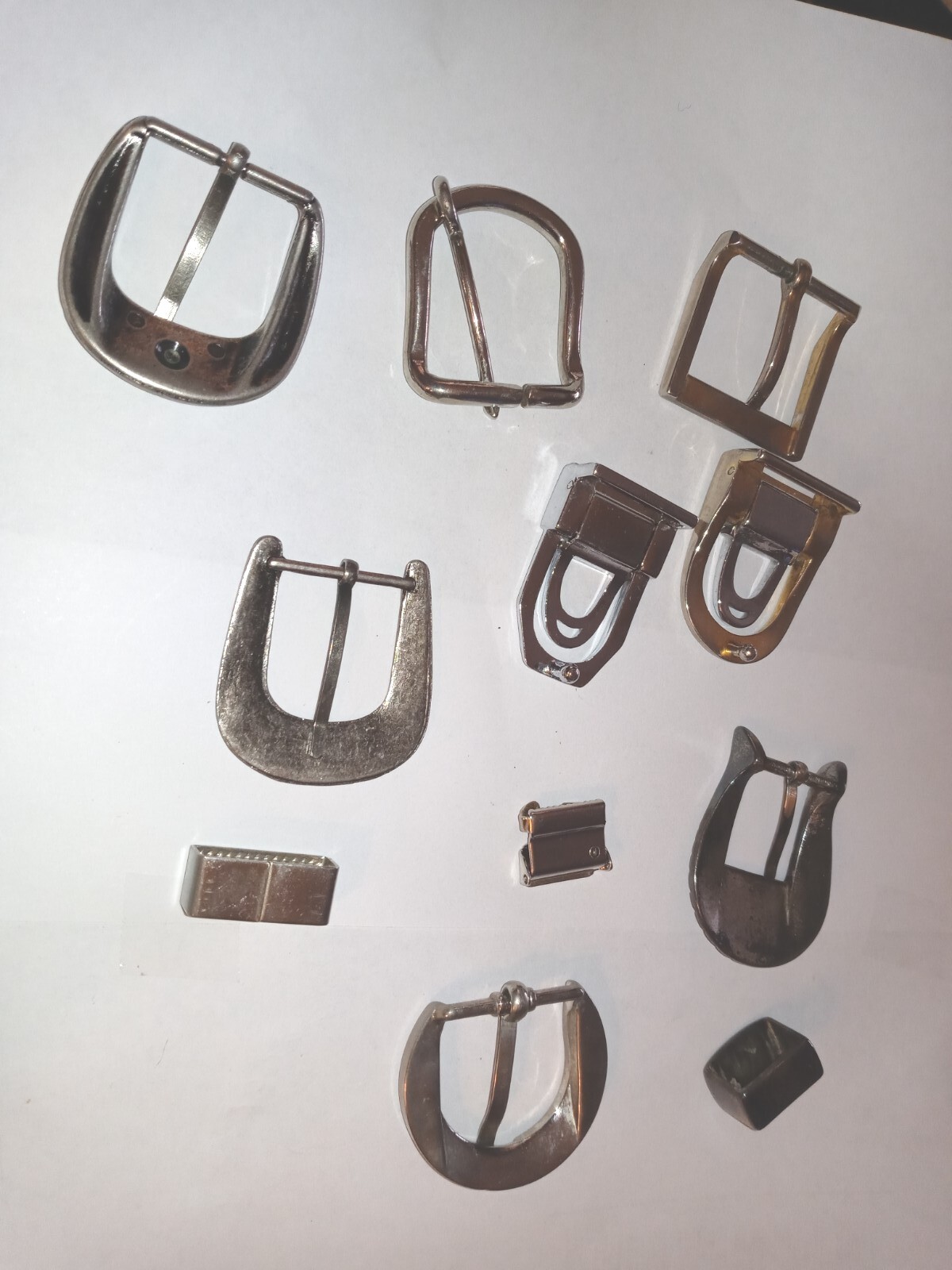 Lot of 8 Silvertone Buckles + Sliders For Crafts Sewing Replacement Parts etc