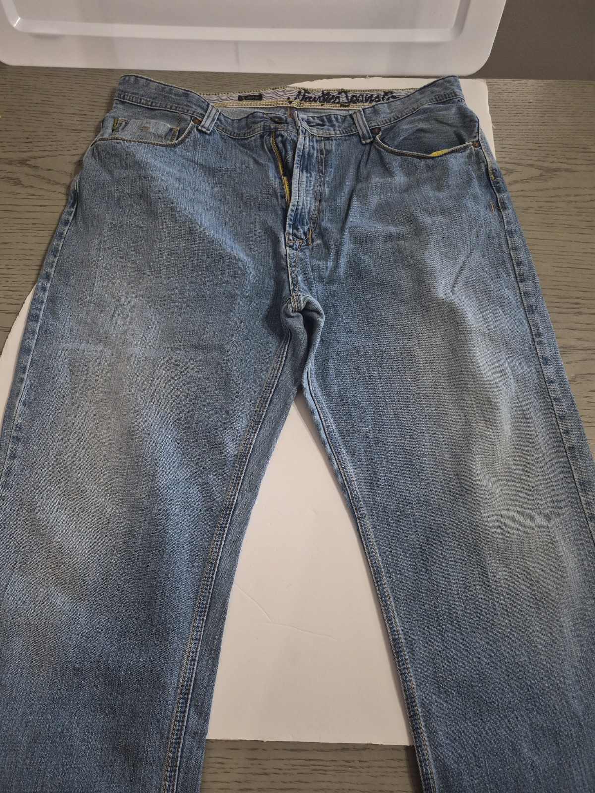 Men’s Nautical Jeans Size 38×32 Relaxed Fit Light Washed