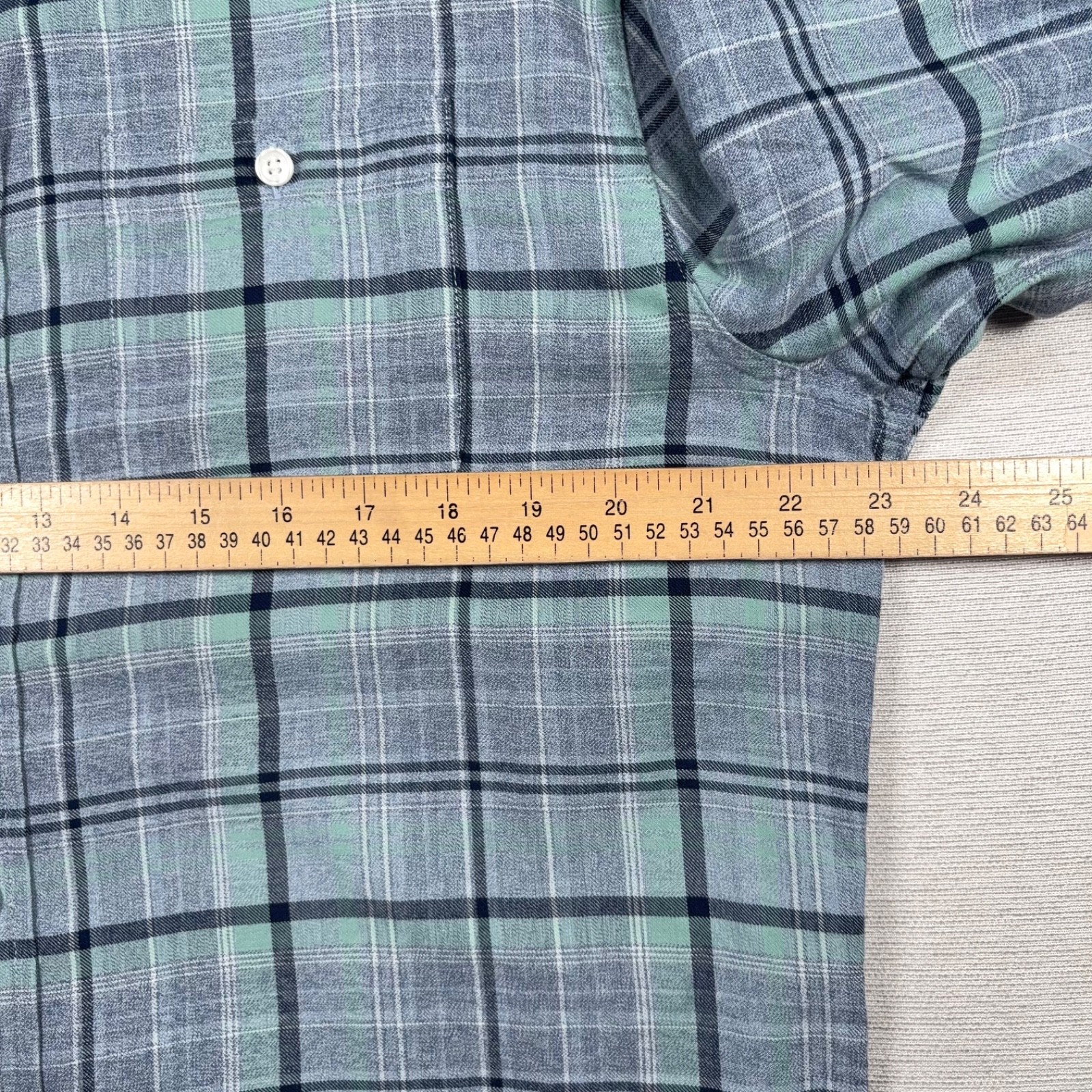 The Normal Brand Jasper Shirt Mens Size L Blue Plaid Cotton Long Sleeve Button