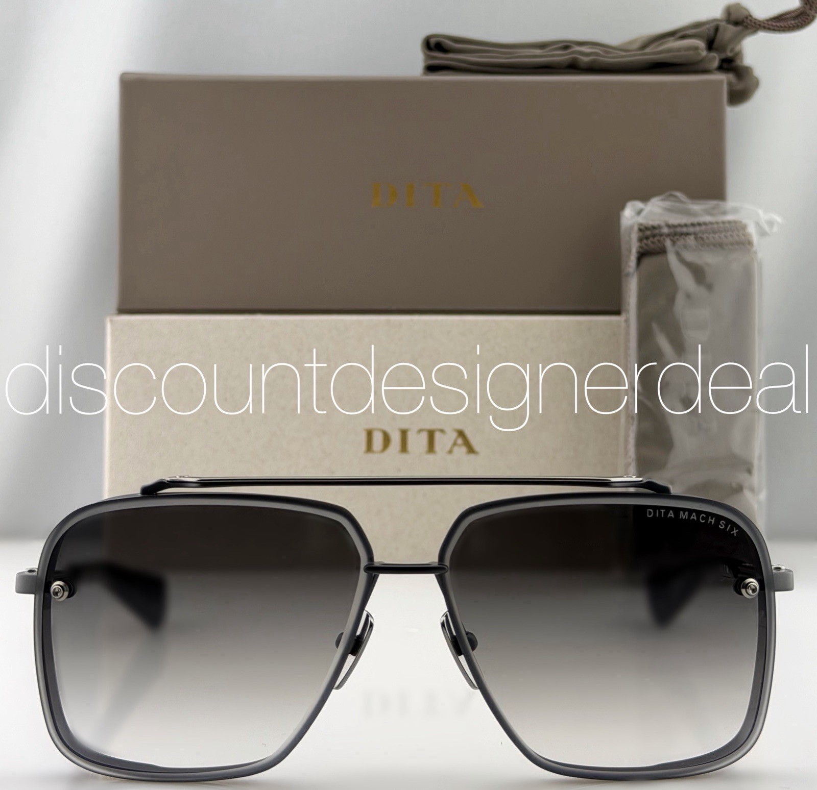 DITA Mach-Six Sunglasses DTS121-62-06 Matte Black Silver Gray Gradient 62mm NEW