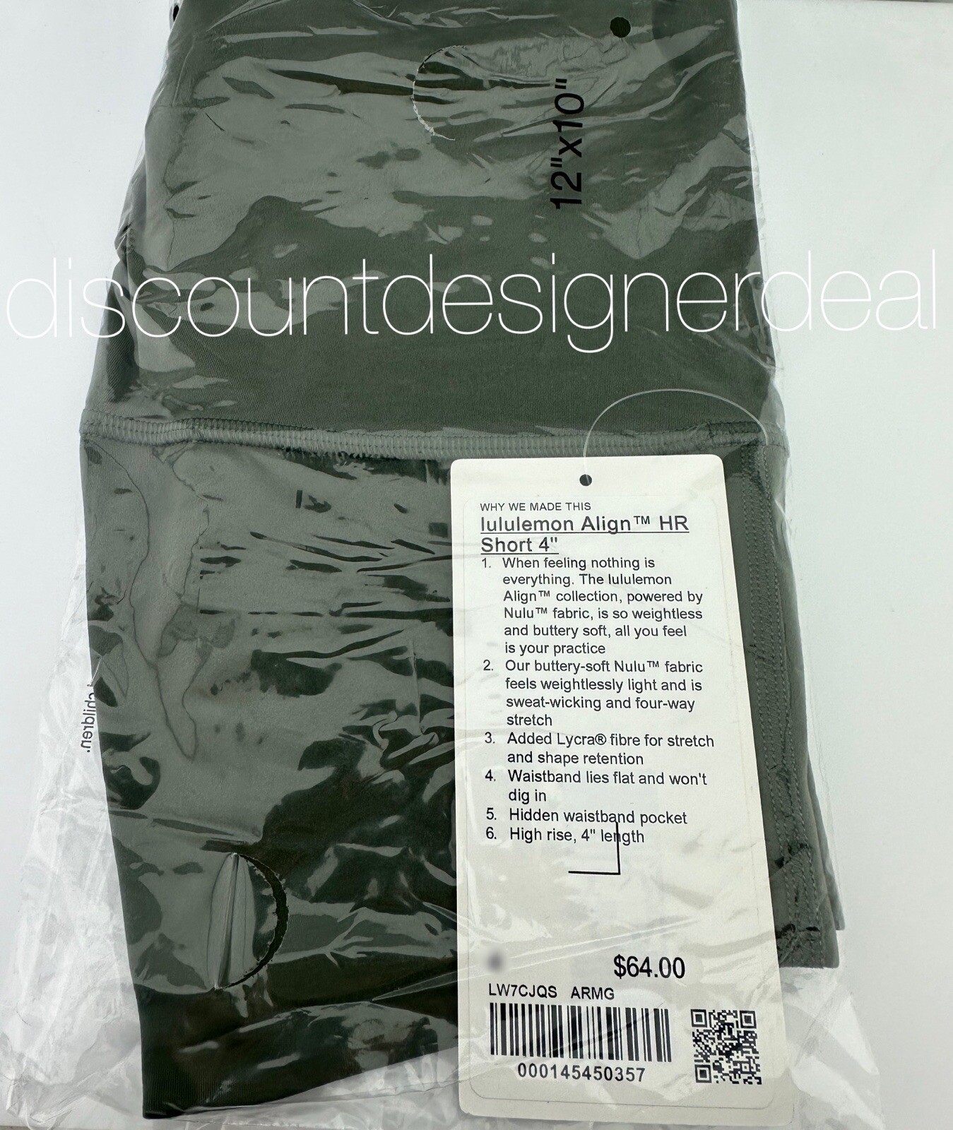 LULULEMON ALIGN HIGHRISE SHORTS 4″ ARMY GREEN MULTIPLE SIZES NEW