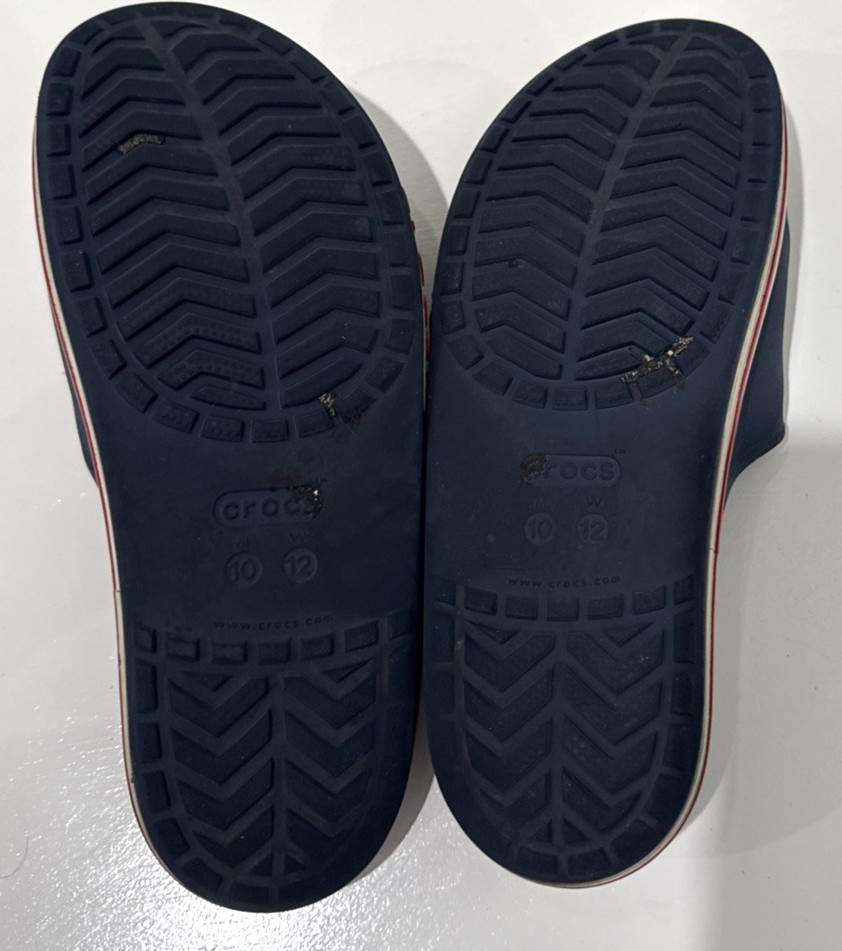 Crocs Blue Bayaband Sandals Slides Flip Flop Jibbitz Mens 10 Womens 12