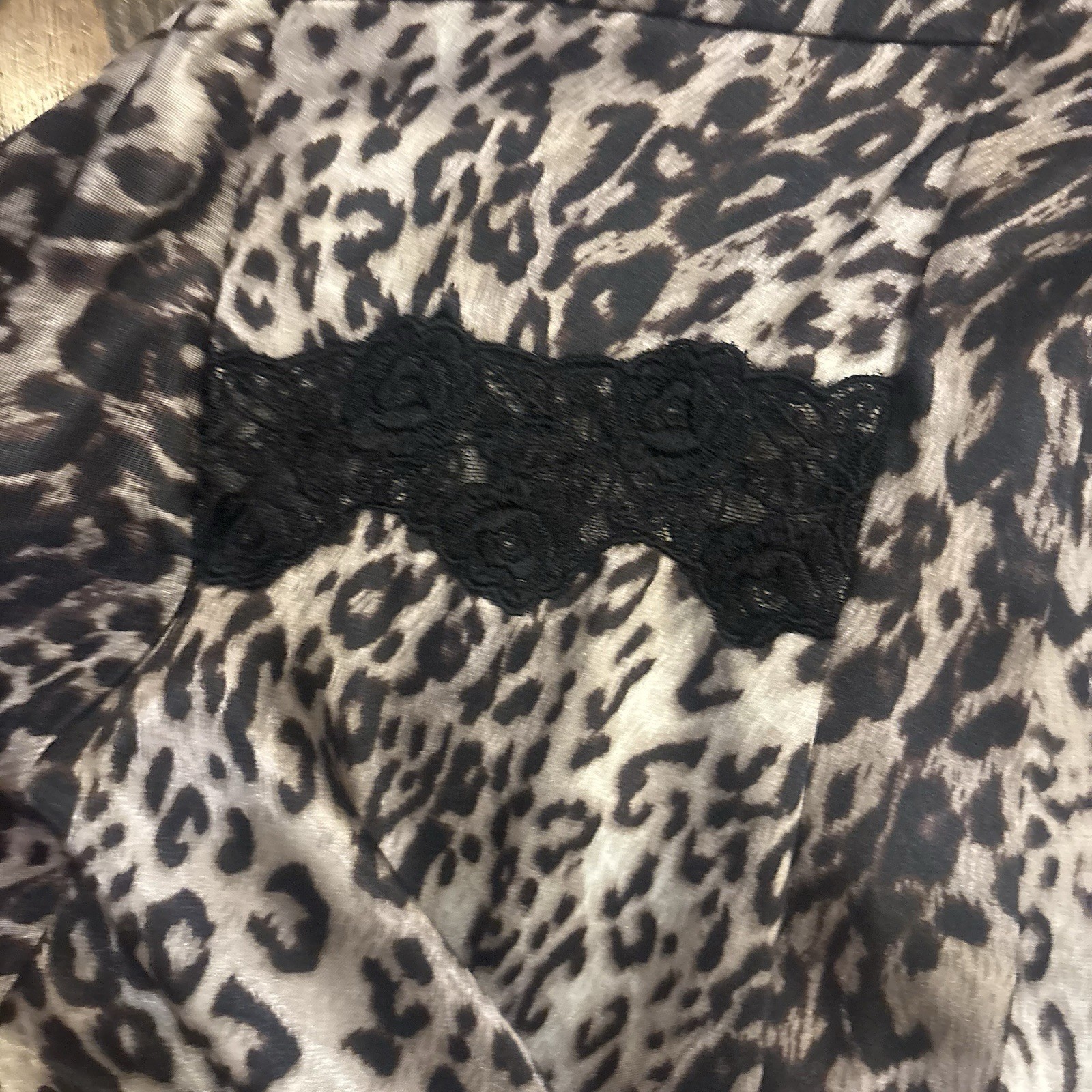 Secret Treasures Leopard Print Lace Robe Belted Tie Waist V-Neck One Size