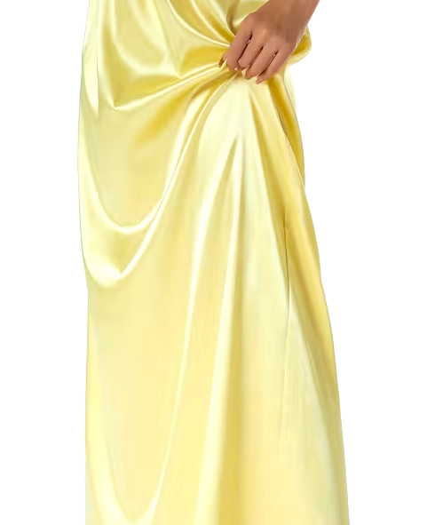 New Gorgeous Feminine Yellow Satin Lace Hem Long Half Slip Plus 2X NEW