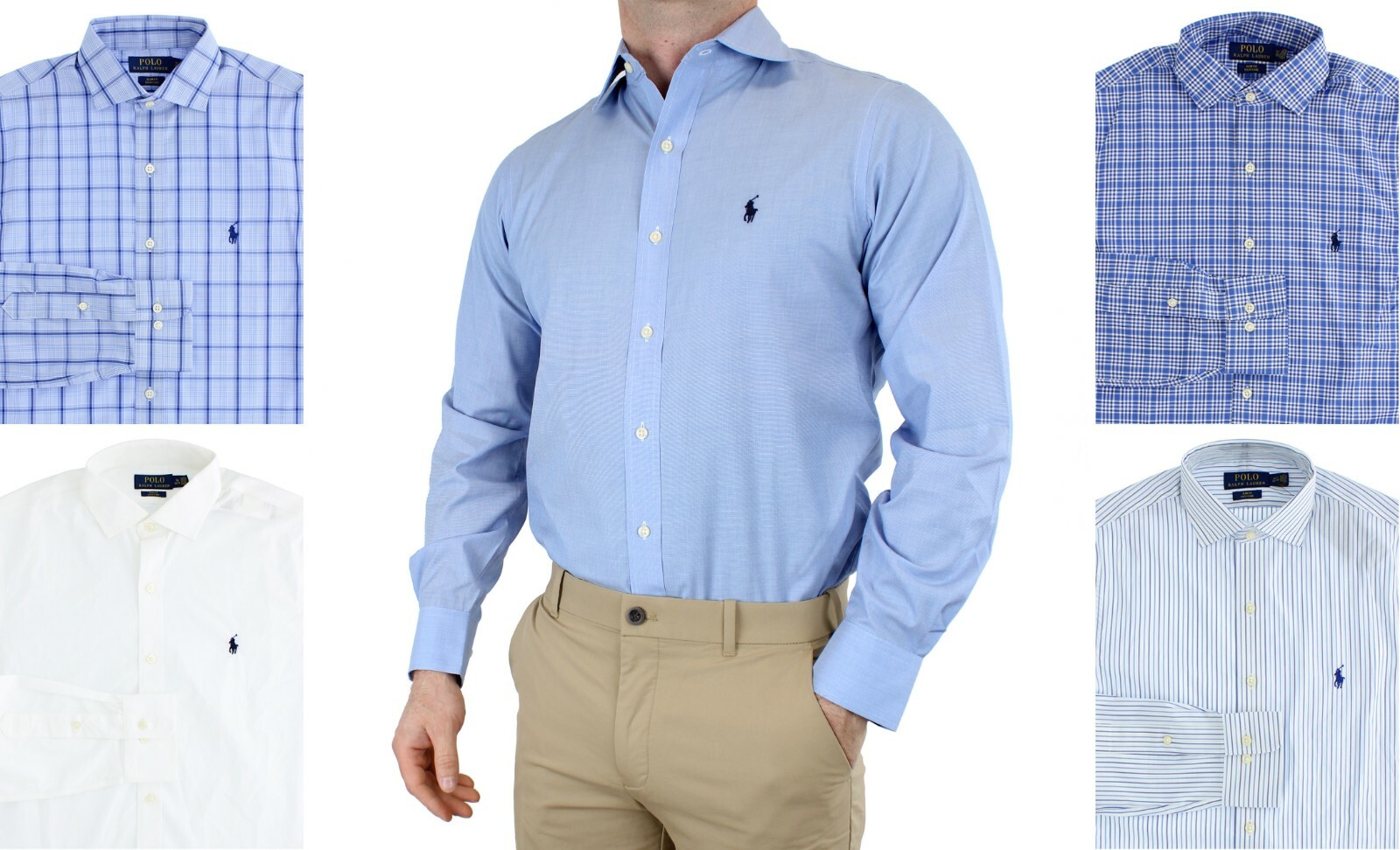 Ralph Lauren Poplin Dress Shirt Men’s Slim Fit Easy Care Casual Cotton MSRP $79