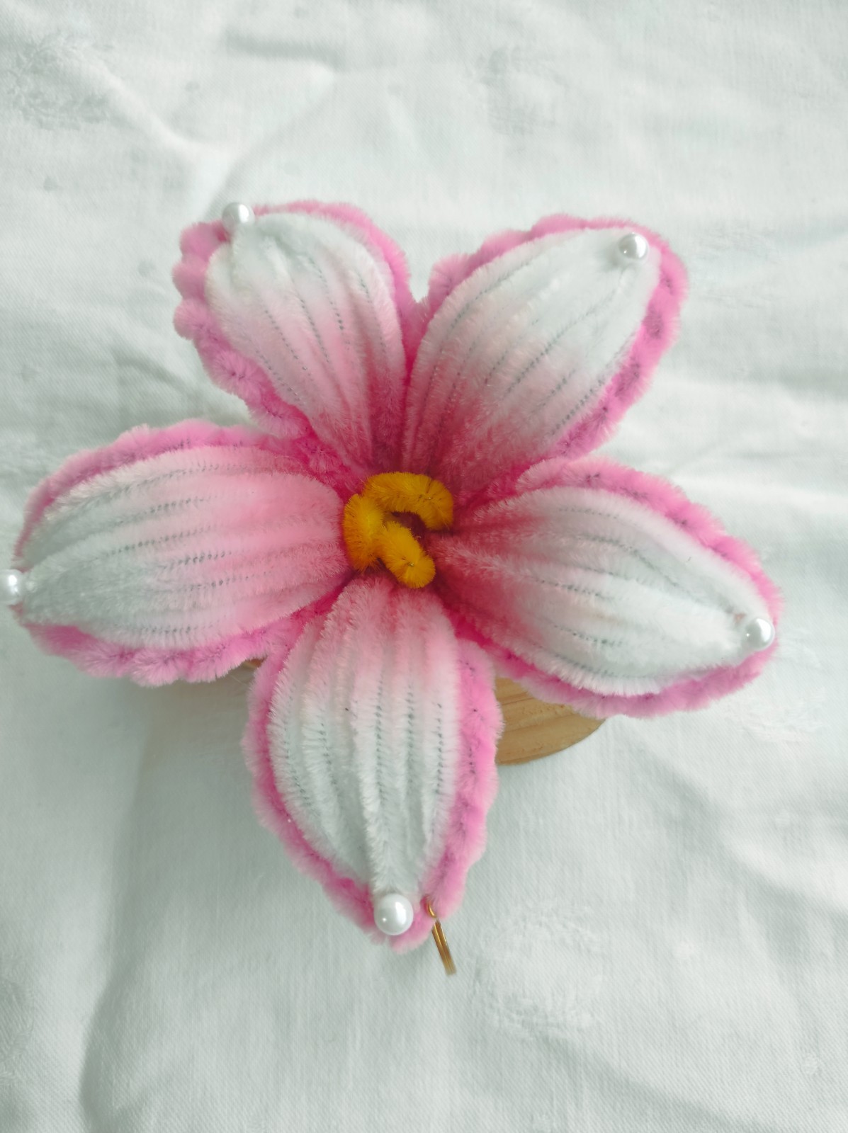 ​Handmade Pink Flower Bag Charm – Artisan Floral Keychain – Unique Handcrafted A