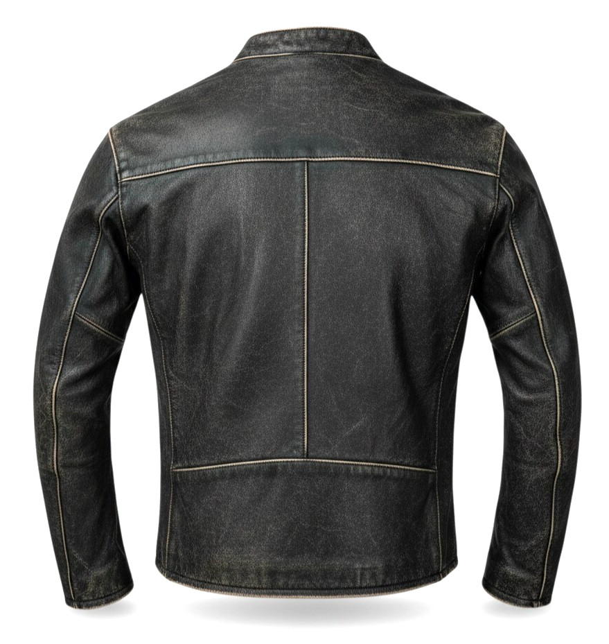Men’s Café racer Style Biker Motorcycle Leather Jacket Genuine Soft Sheep Skin